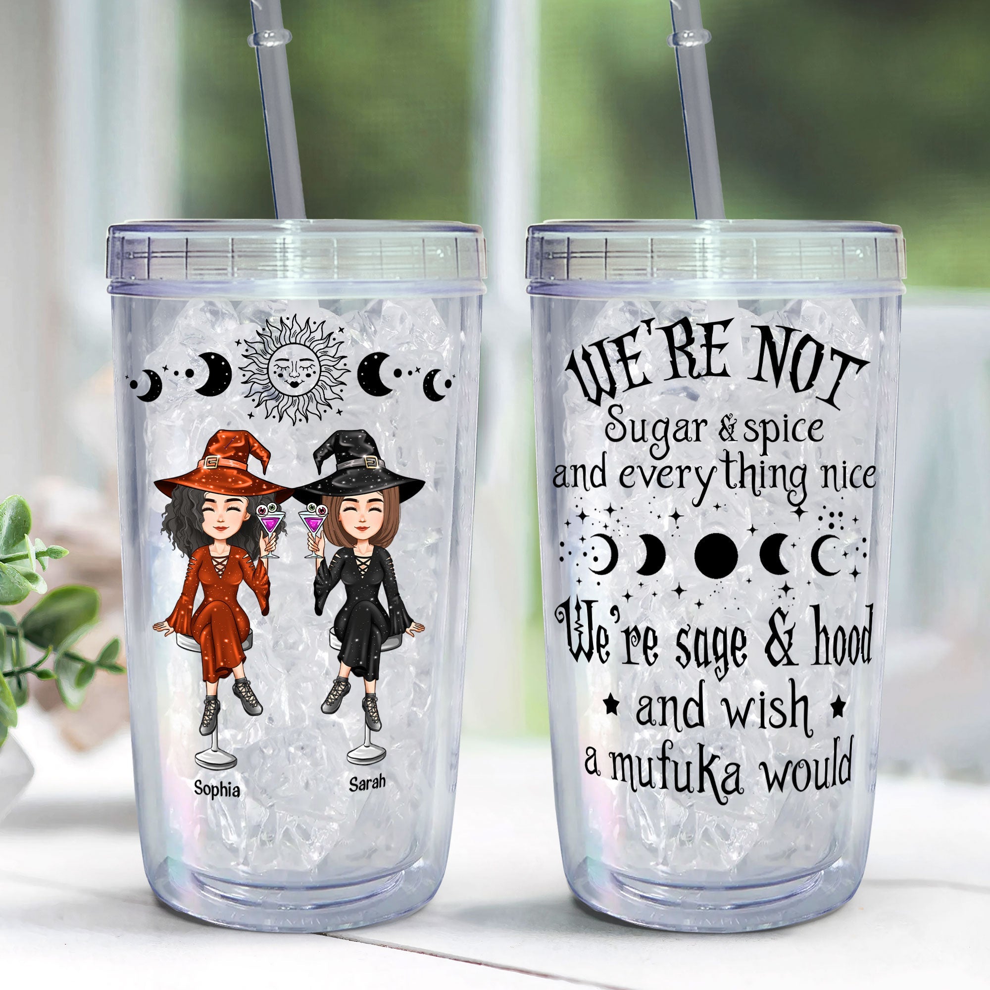 Witch Friends - Personalized Acrylic Insulated Tumbler With Straw