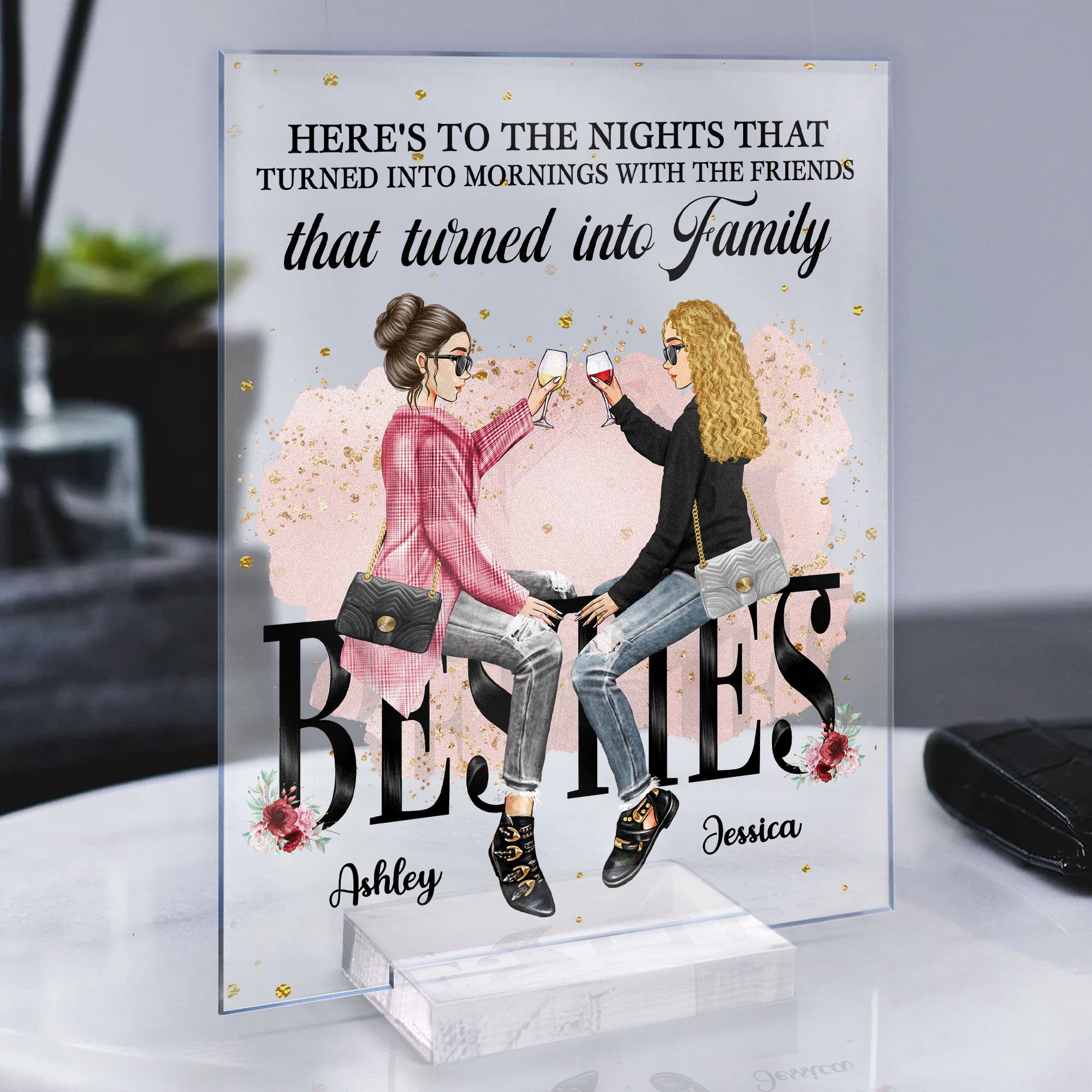 With The Friends That Turned Into Family - Personalized Acrylic Plaque