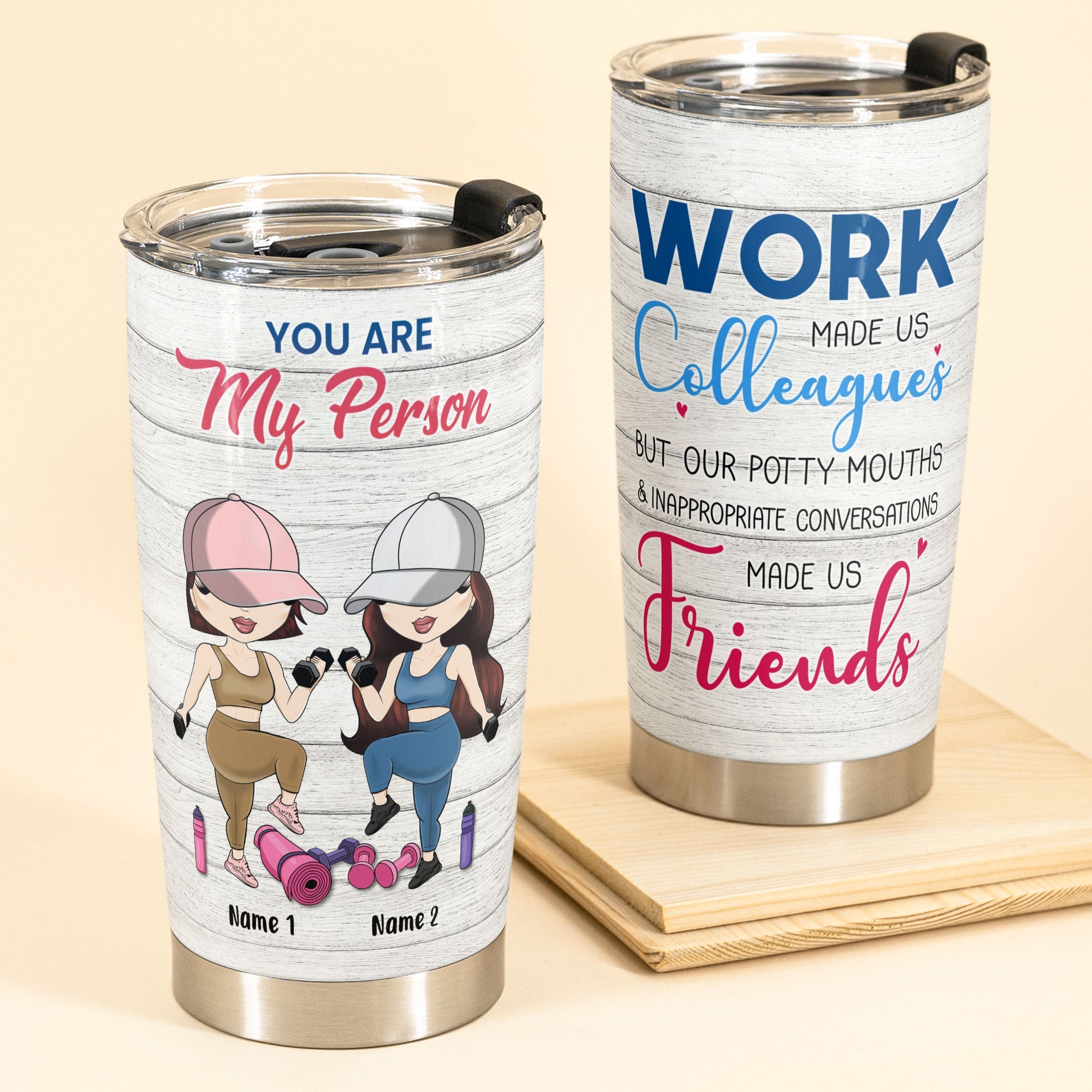 Work Made Us Colleagues - Personalized Tumbler Cup - Birthday Gift For Fitness Trainer - Cute Fitness Girl