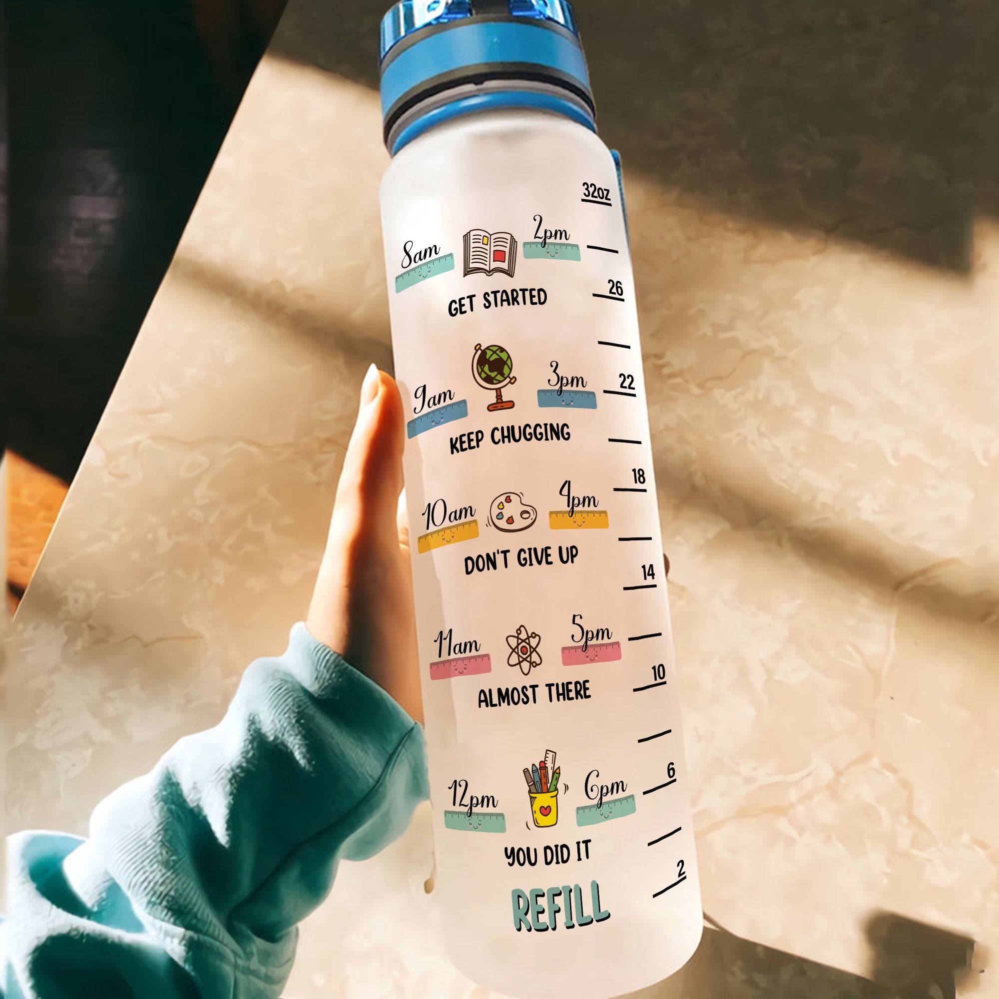 Work Willingly With Her Hand - Personalized Water Tracker Bottle