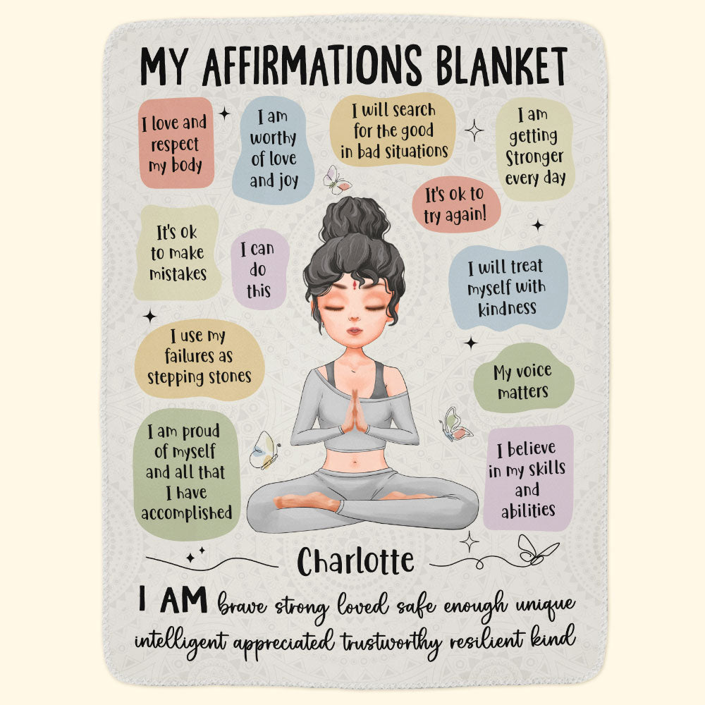 Yoga Girl Affirmations Blanket - Personalized Blanket