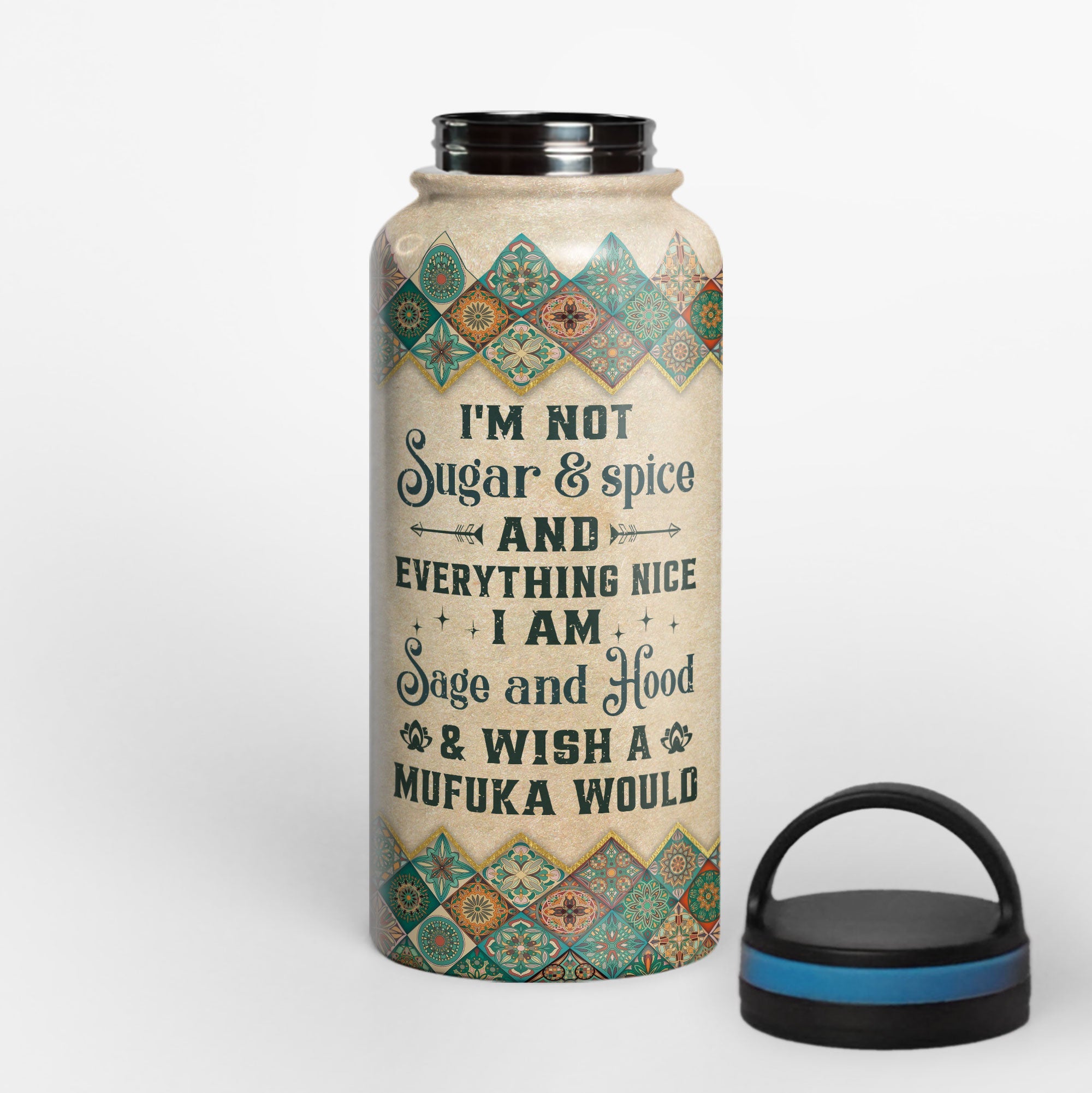 Yoga Girl - Sage And Hood  - Personalized 32oz Steel Water Bottle