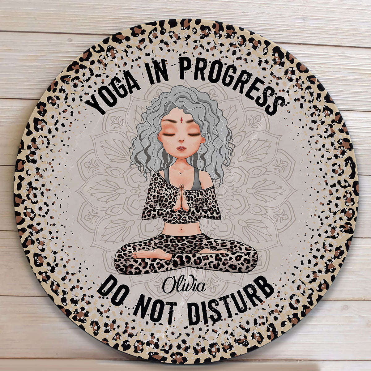 Yoga In Progress - Personalized Round Wood Sign - Yoga Girl