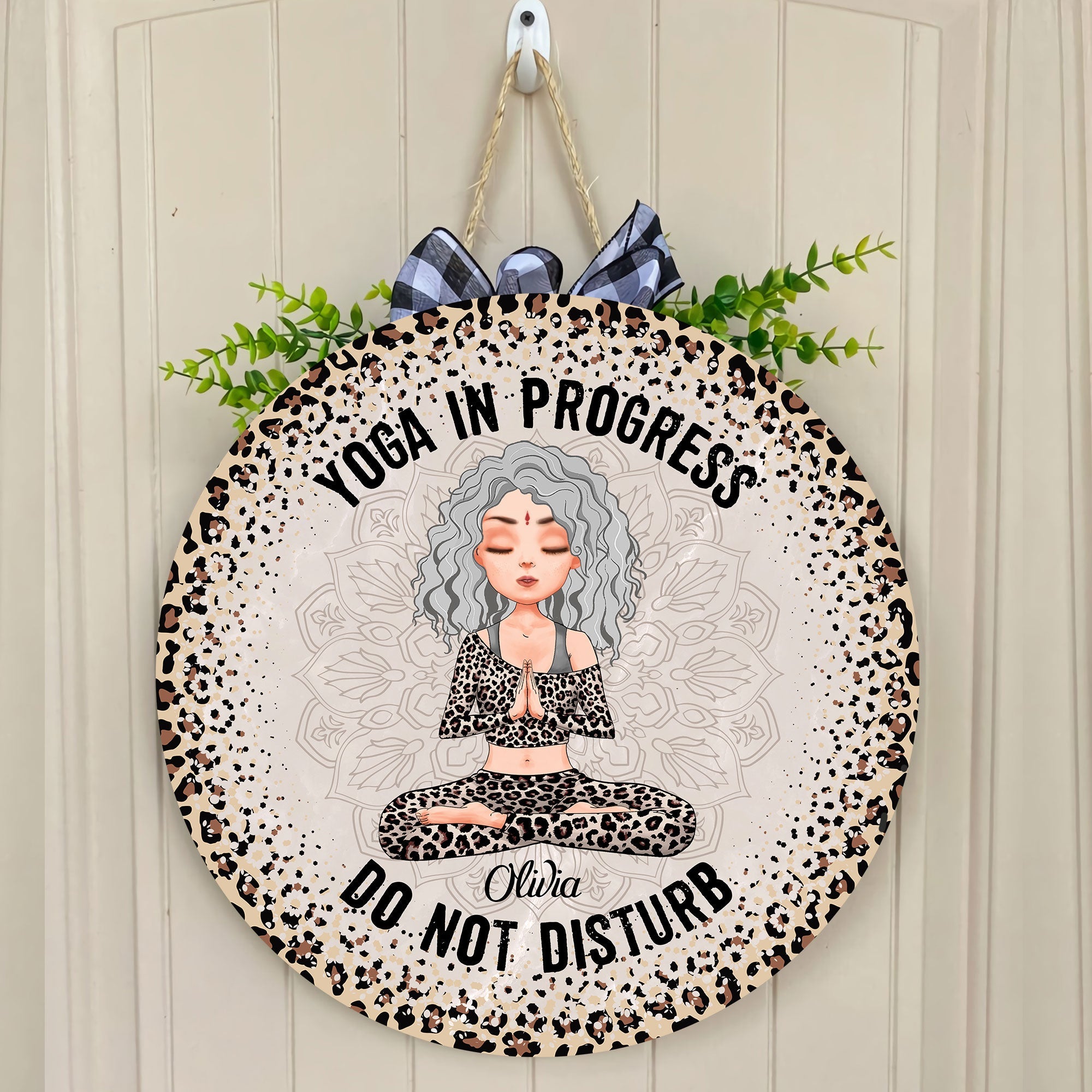 Yoga In Progress - Personalized Round Wood Sign - Yoga Girl