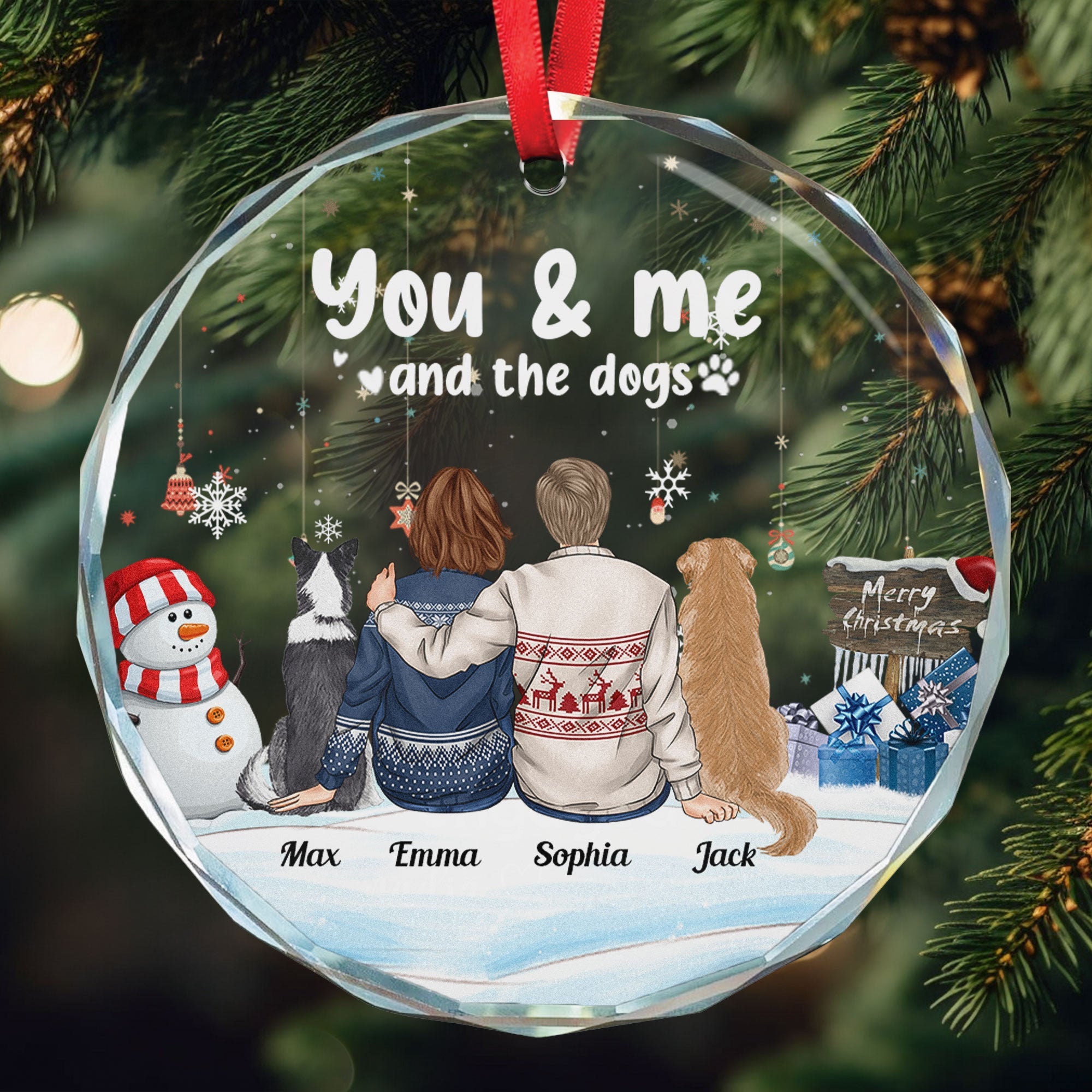 You And Me And Fur Babies - Personalized Glass Ornament