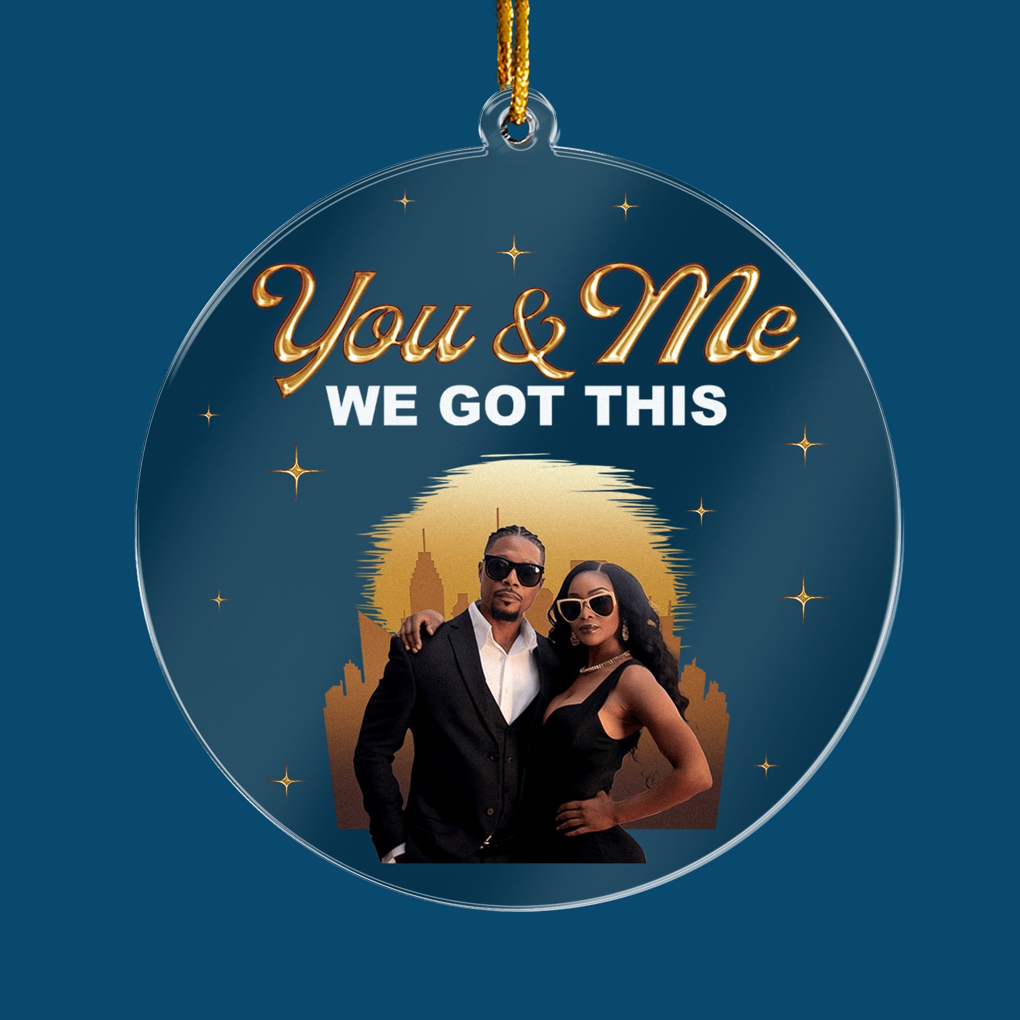 You And Me We Got This Black African Couple - Personalized Circle Acrylic Photo Ornament