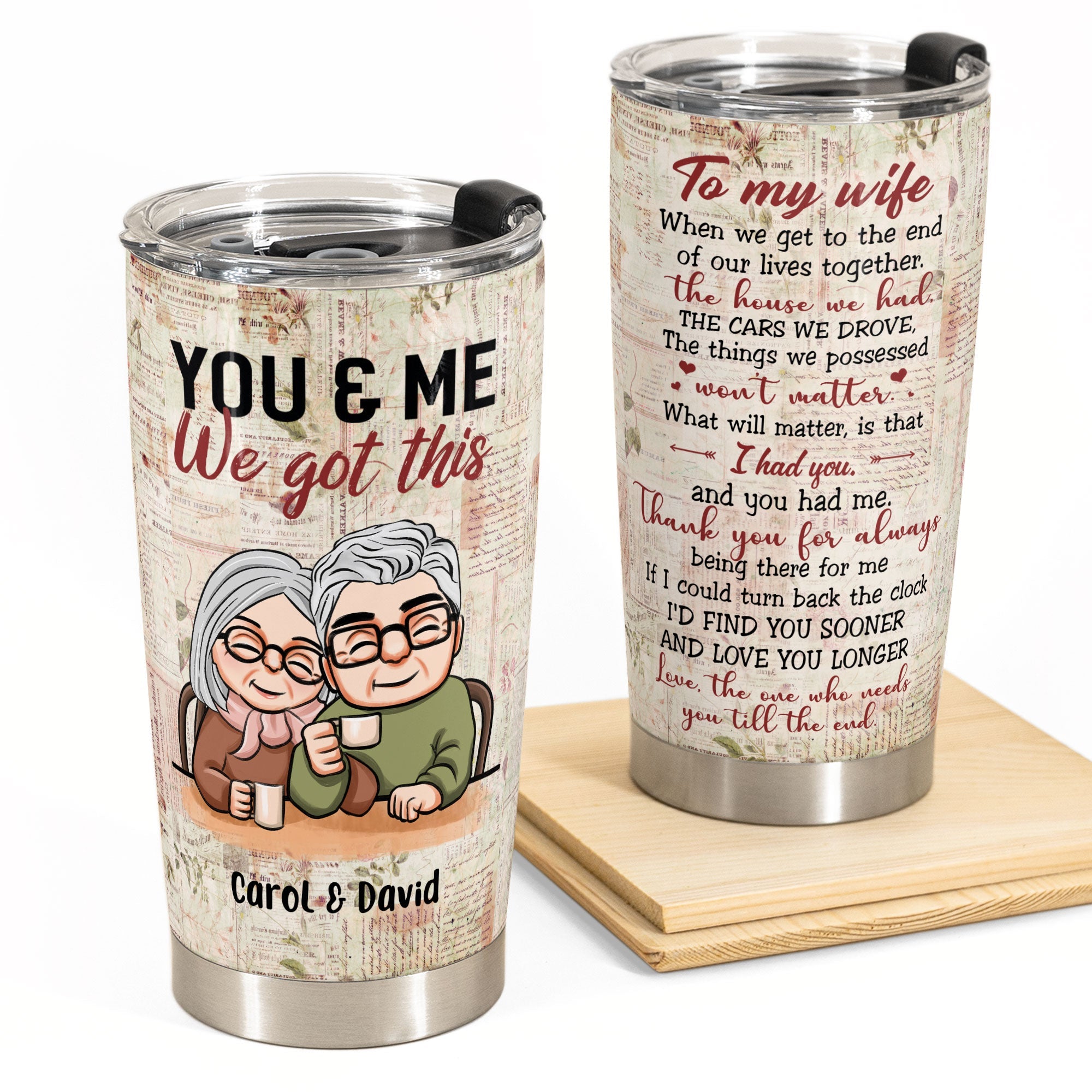 You And Me We Got This Ver 2  - Personalized Tumbler Cup - Anniversary, Valentine's Day Gift For Wife - Old Couple