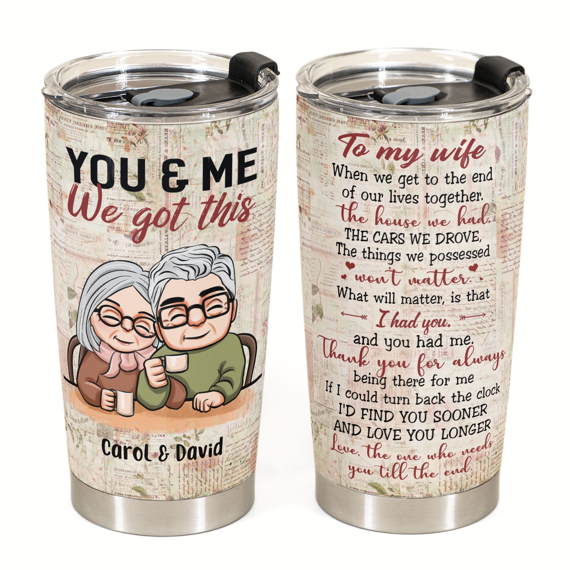 You And Me We Got This Ver 2  - Personalized Tumbler Cup - Anniversary, Valentine's Day Gift For Wife - Old Couple