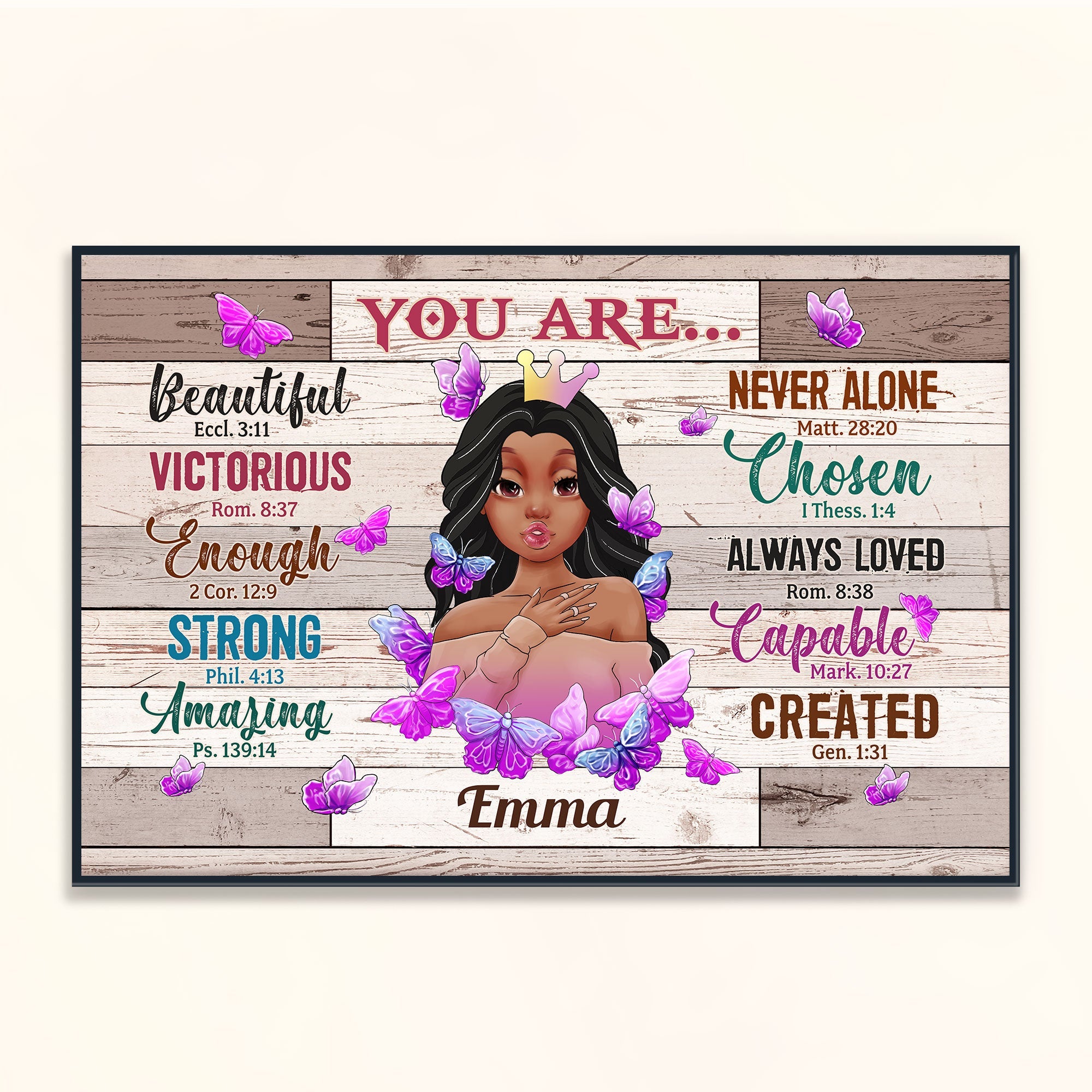 You Are Beautiful Never Alone - Personalized Poster/Wrapped Canvas - Birthday Gift For Girls, Black Girls, Daughters, Grand-daughters, Friends