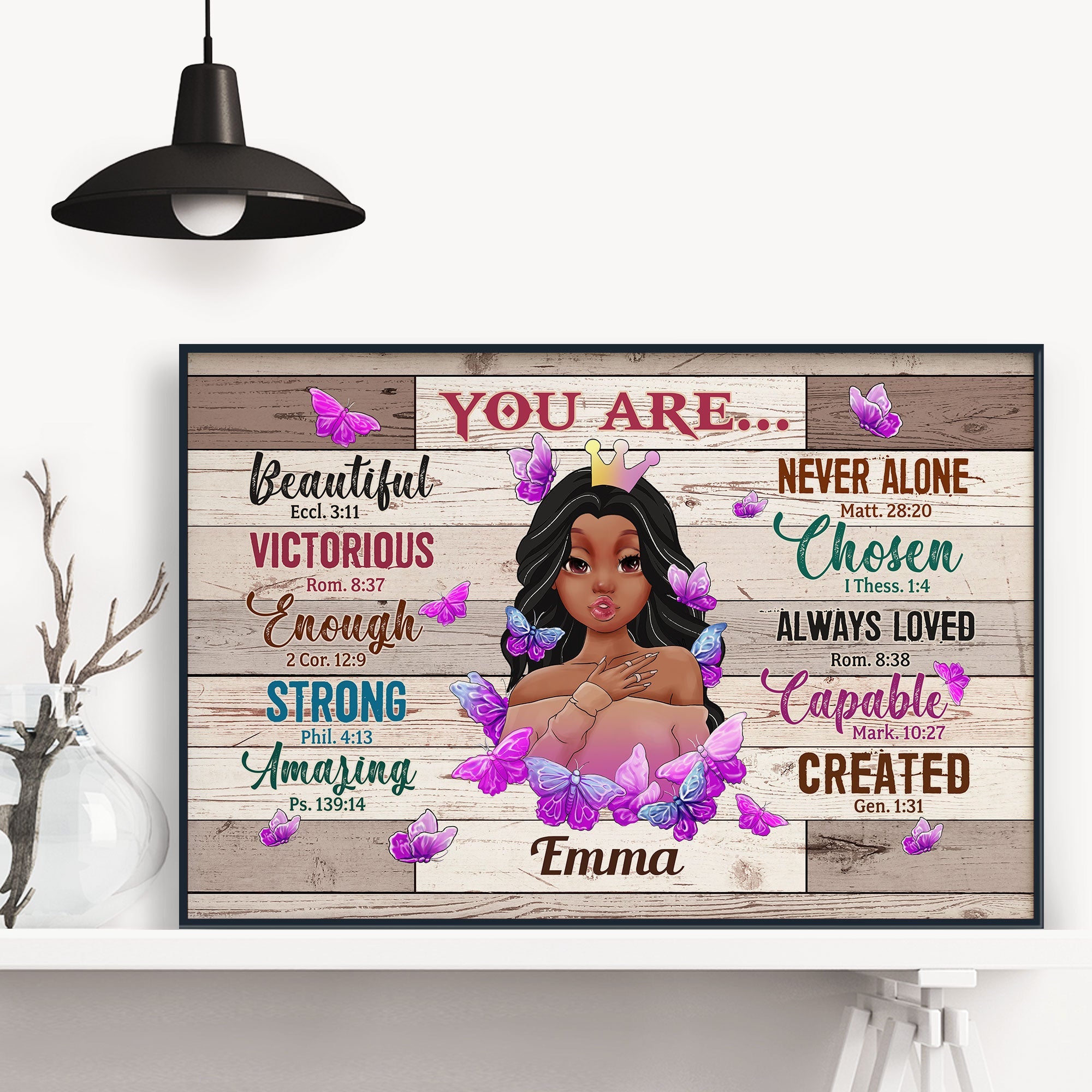 You Are Beautiful Never Alone - Personalized Poster/Wrapped Canvas - Birthday Gift For Girls, Black Girls, Daughters, Grand-daughters, Friends