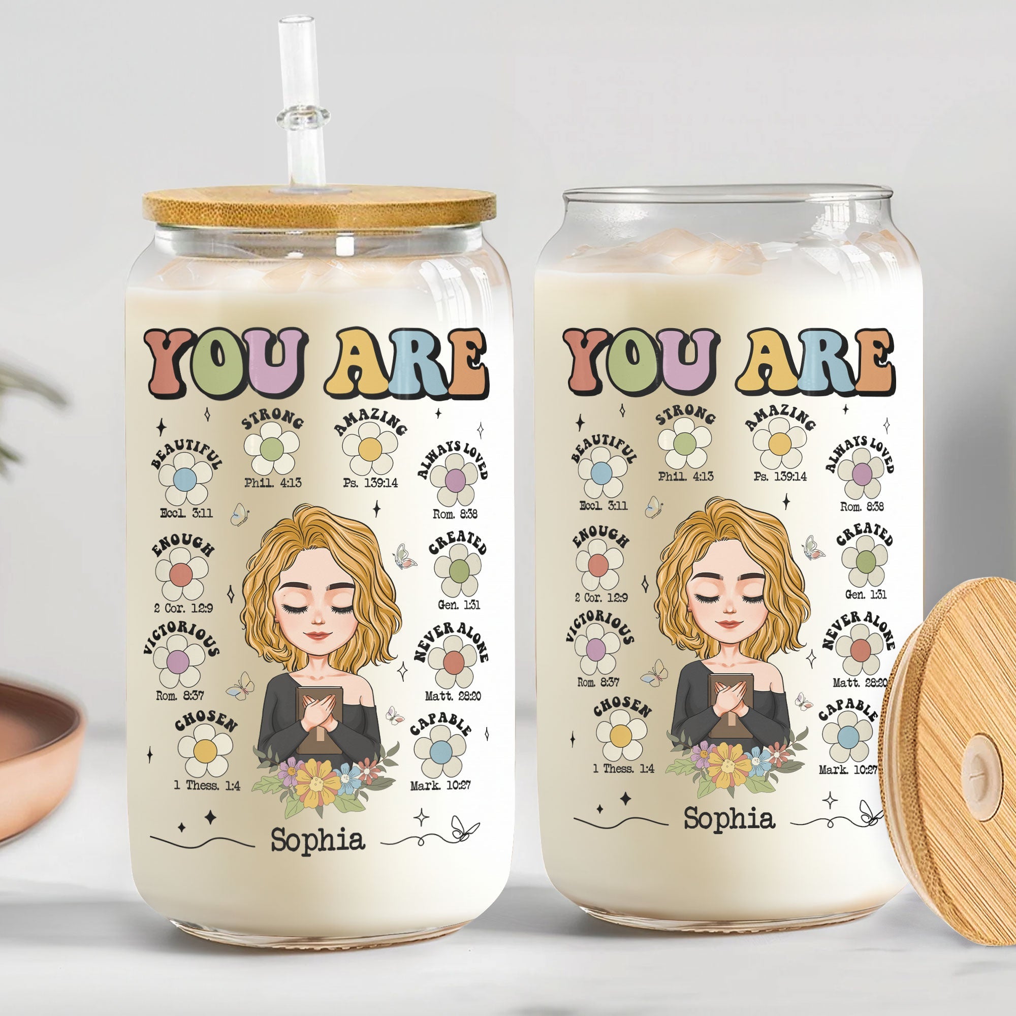 You Are Beautiful - Personalized Clear Glass Cup