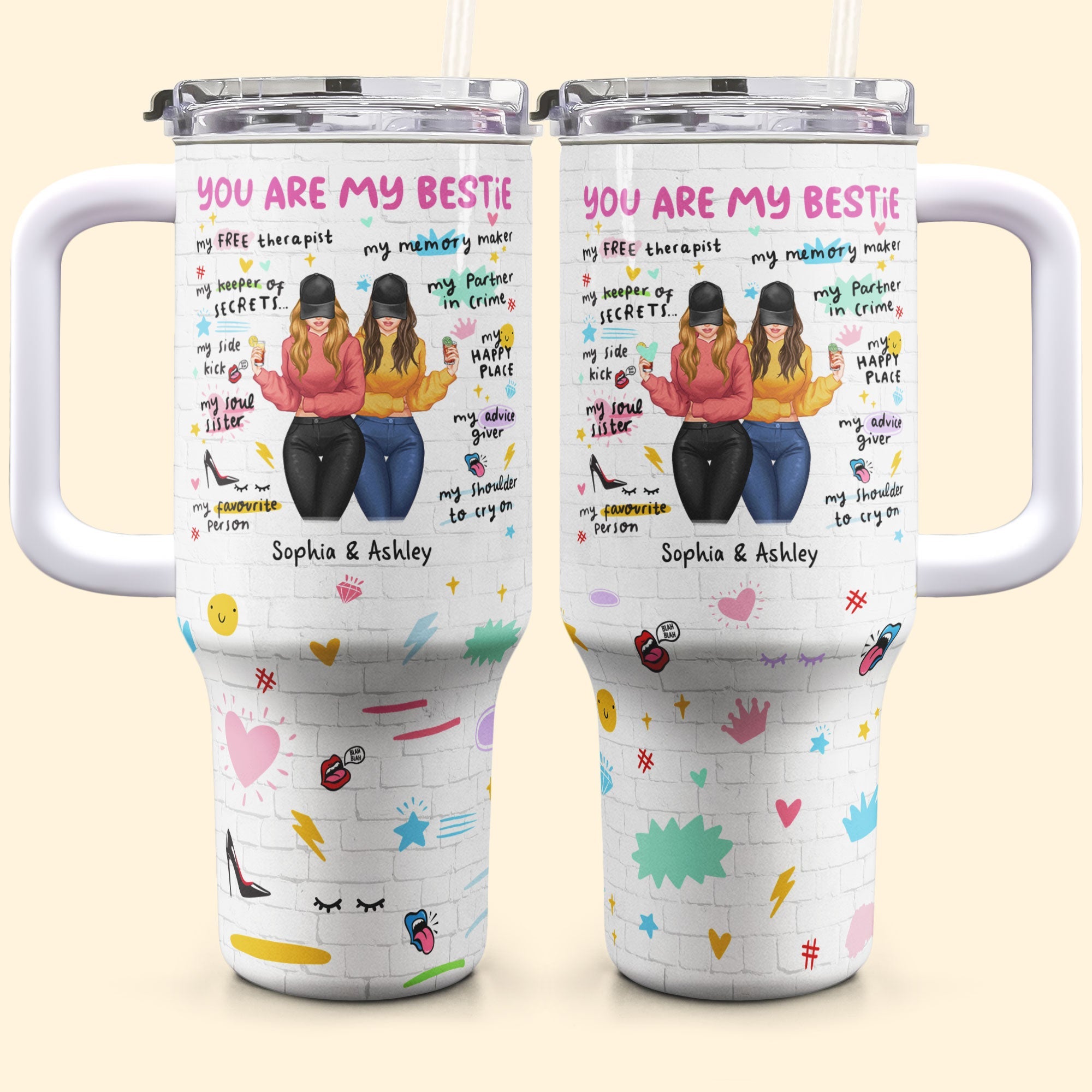 You Are My Bestie - Personalized 40oz Tumbler With Straw