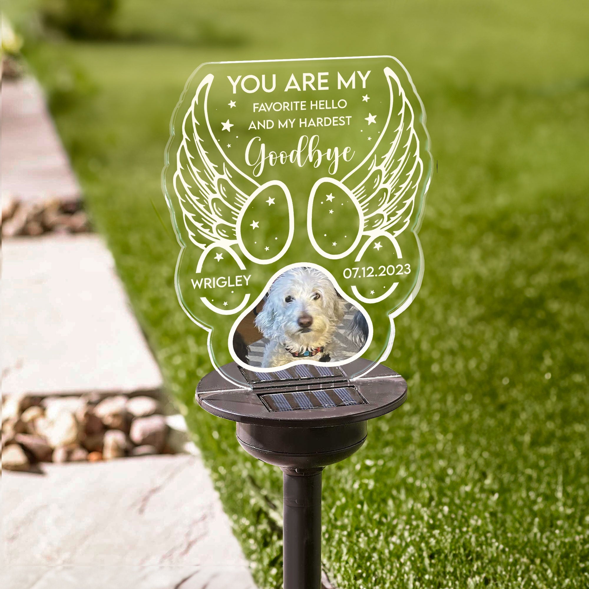 You Are My Favorite Hello And My Hardest Goodbye -  Personalized Photo Solar Light