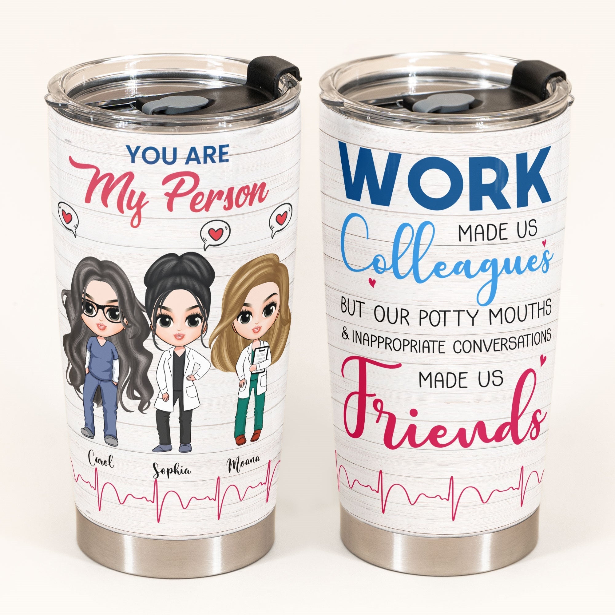 You Are My Person - Personalized Tumbler Cup - Birthday Gift For Nursing Colleagues - Cute Chibi Nurse