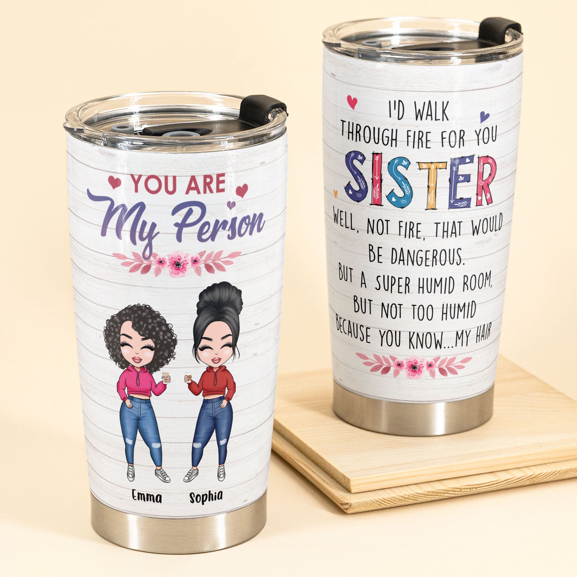 You Are My Person - Personalized Tumbler Cup - Birthday Gift For Sister - Chibi Girl