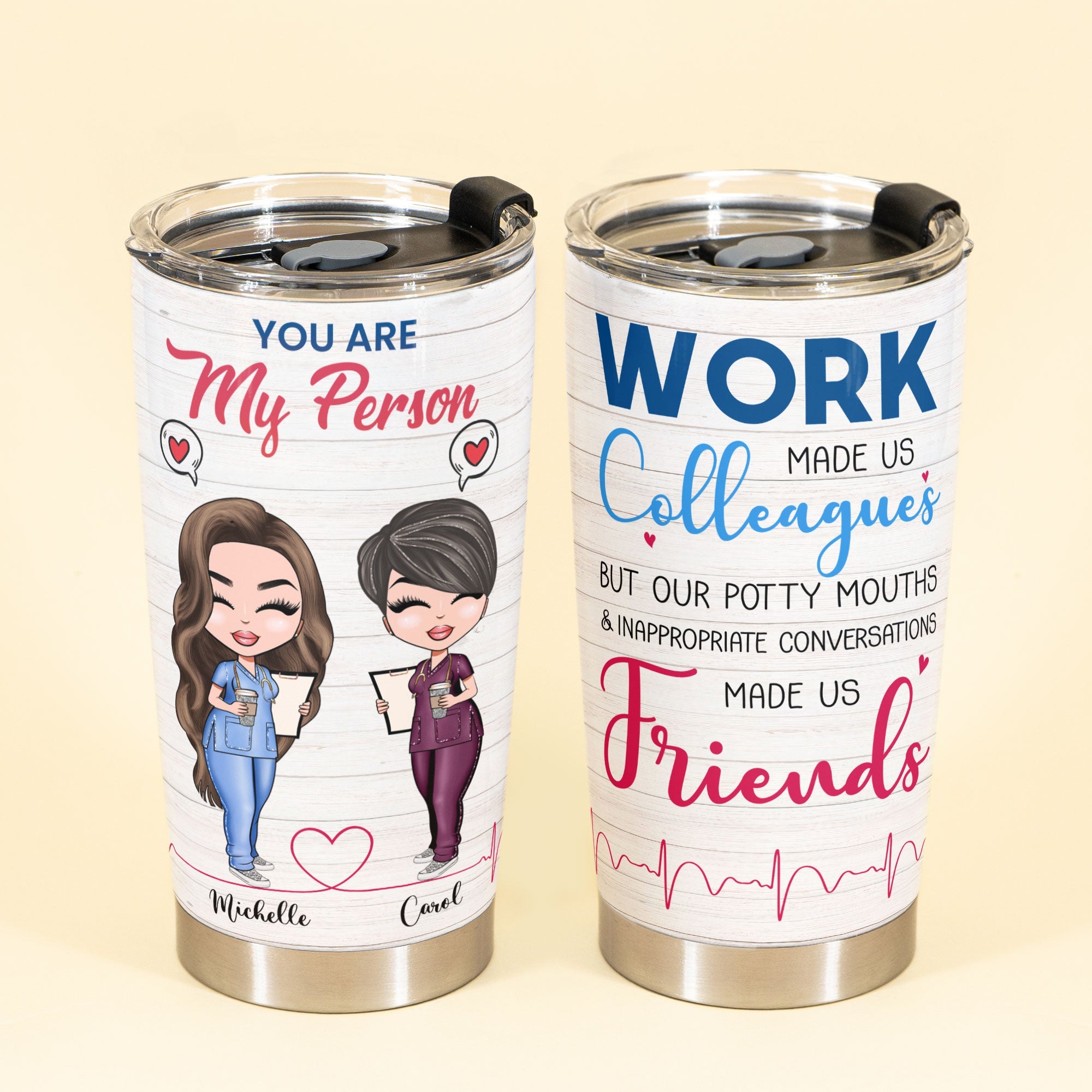 You Are My Person - Personalized Tumbler Cup - Gift For Best Friends - Cartoon Nurse