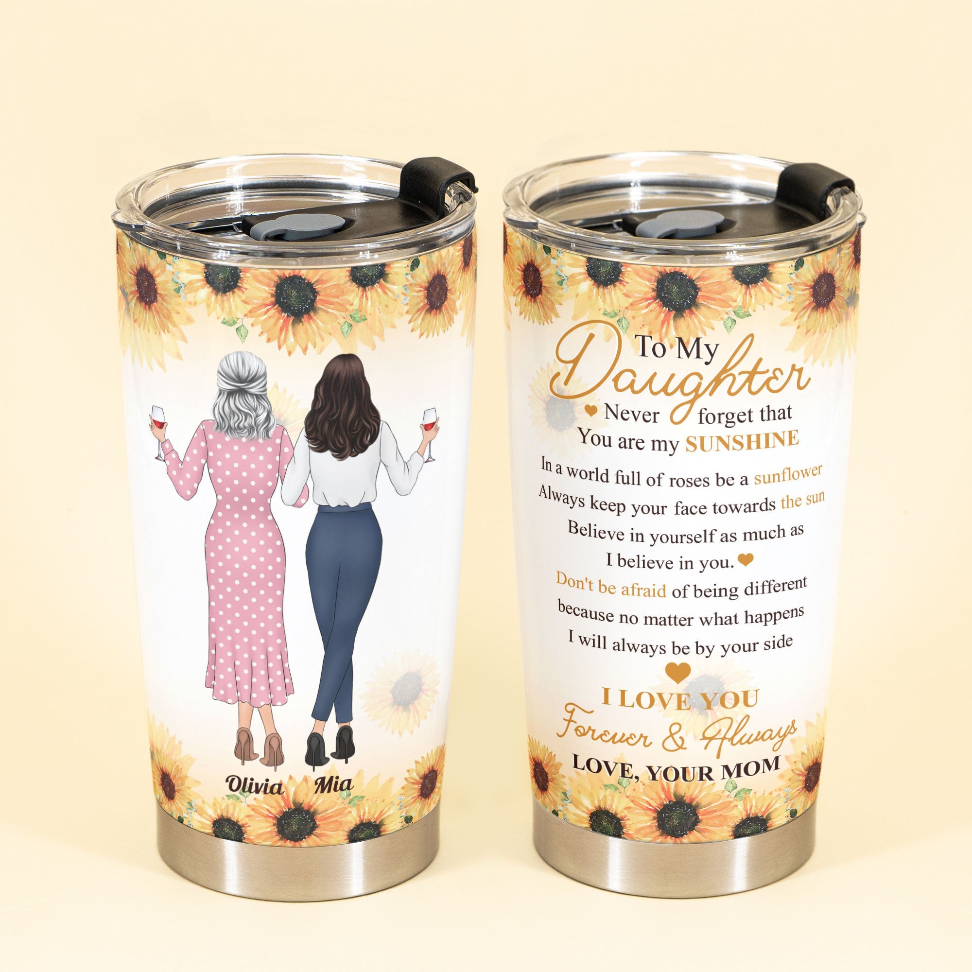 You Are My Sunshine - Personalized Tumbler Cup - Birthday Gift For For Daughter - From Mother