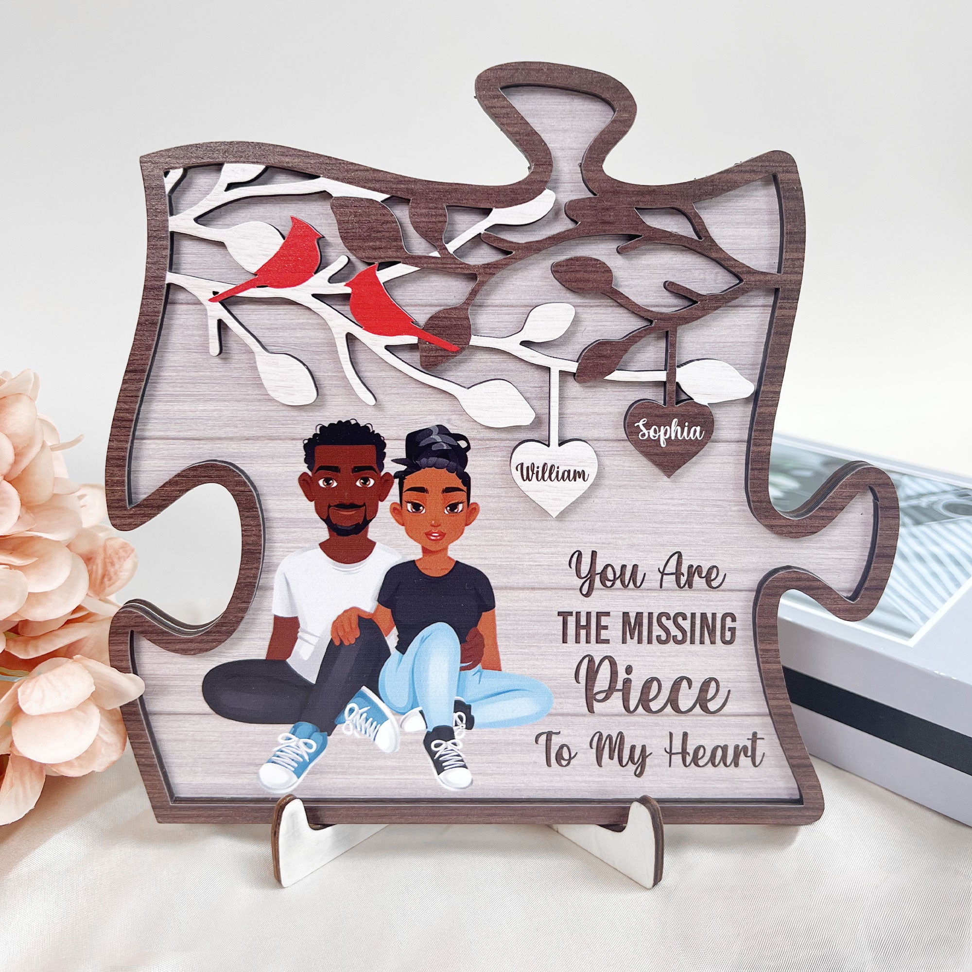 You Are The Missing Piece To My Heart - Personalized Shaped 2 Layers Wooden Plaque