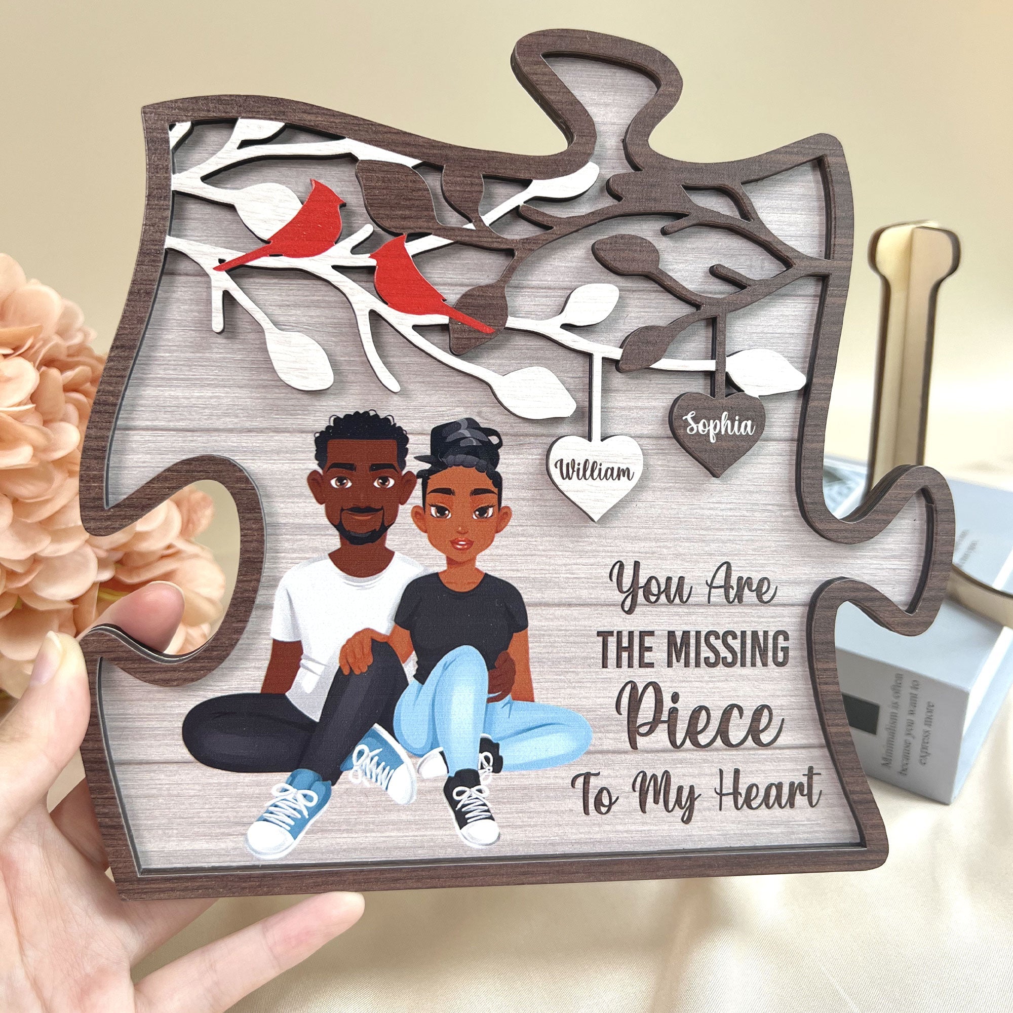 You Are The Missing Piece To My Heart - Personalized Shaped 2 Layers Wooden Plaque