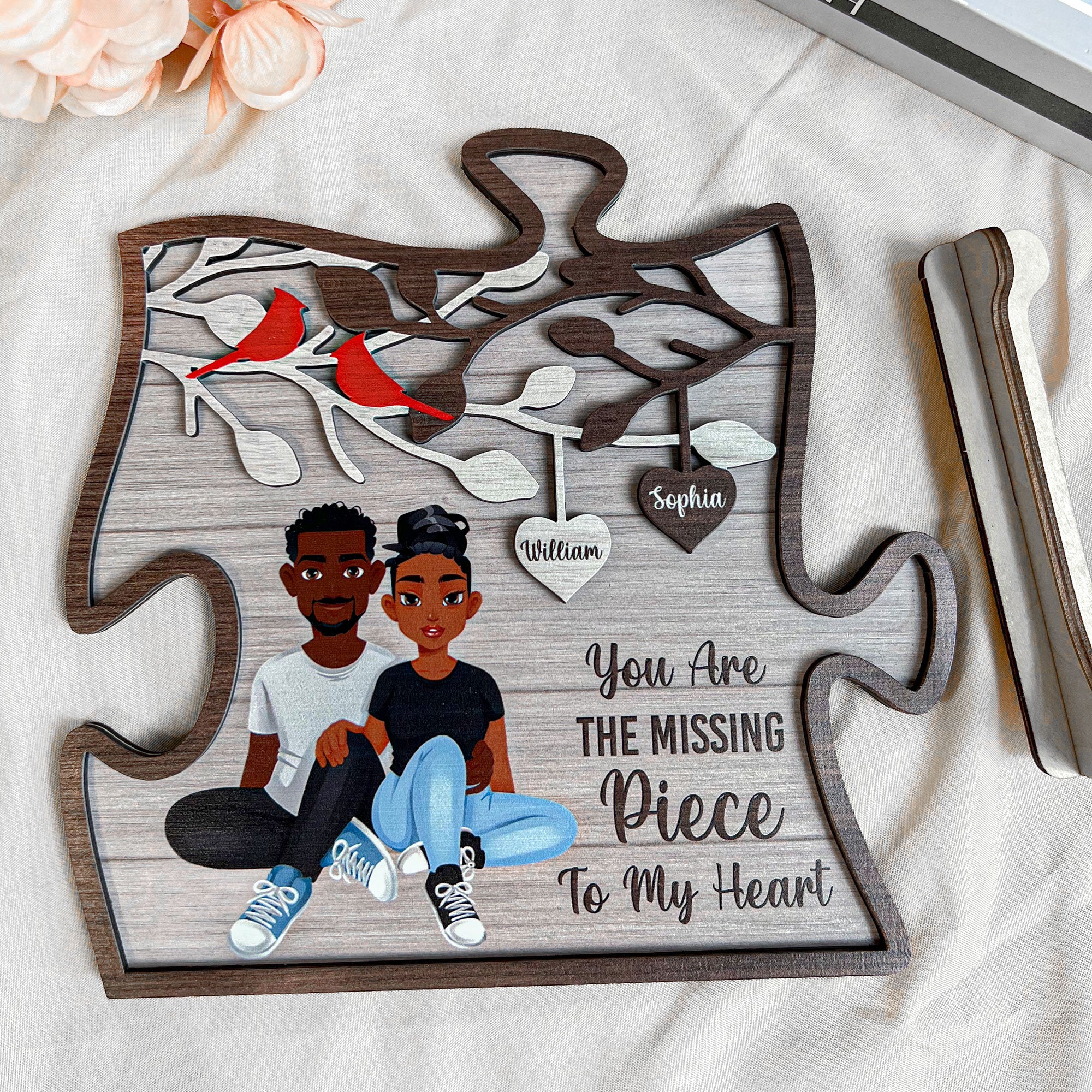 You Are The Missing Piece To My Heart - Personalized Shaped 2 Layers Wooden Plaque