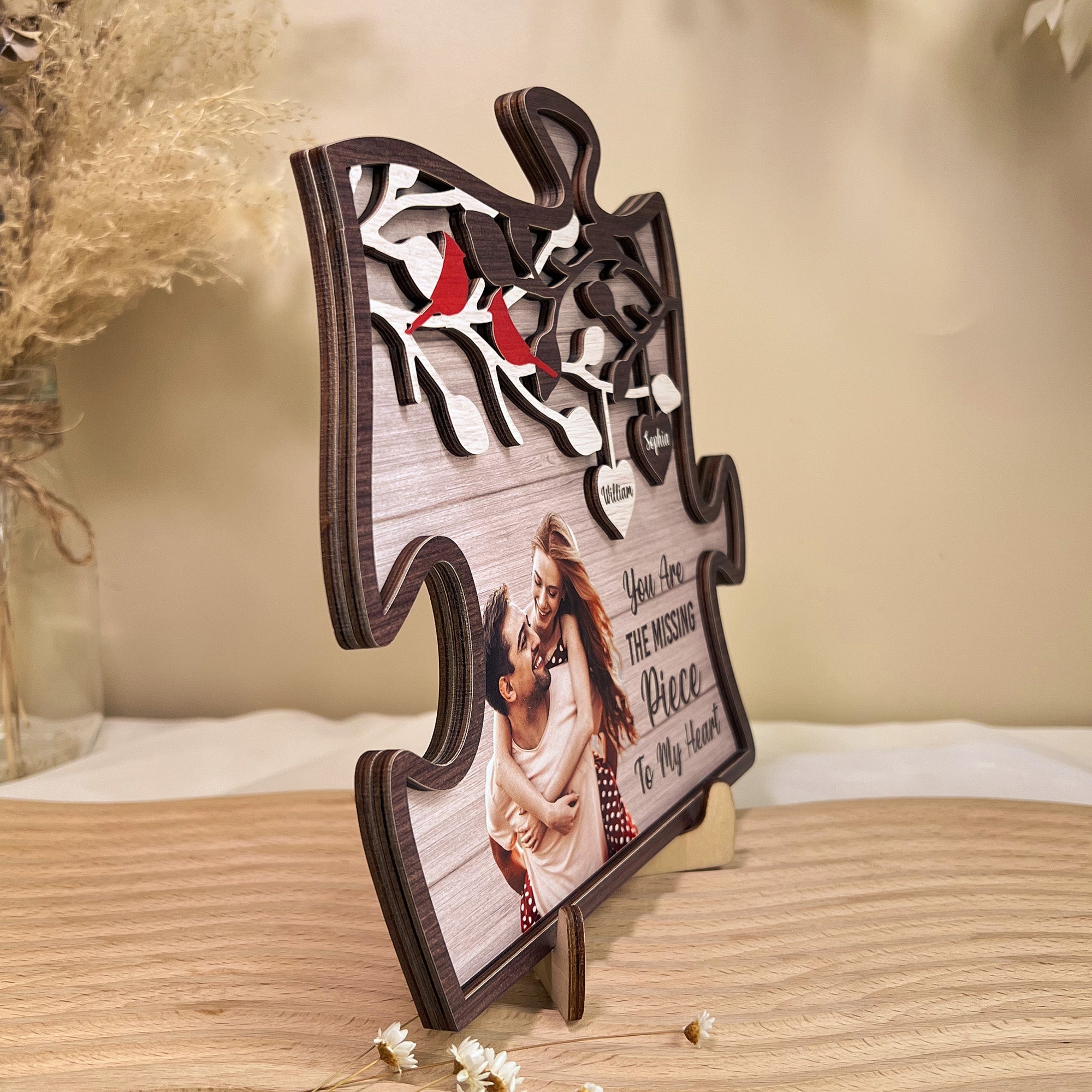 You Are The Missing Piece To My Heart - Personalized Wooden Photo Plaque