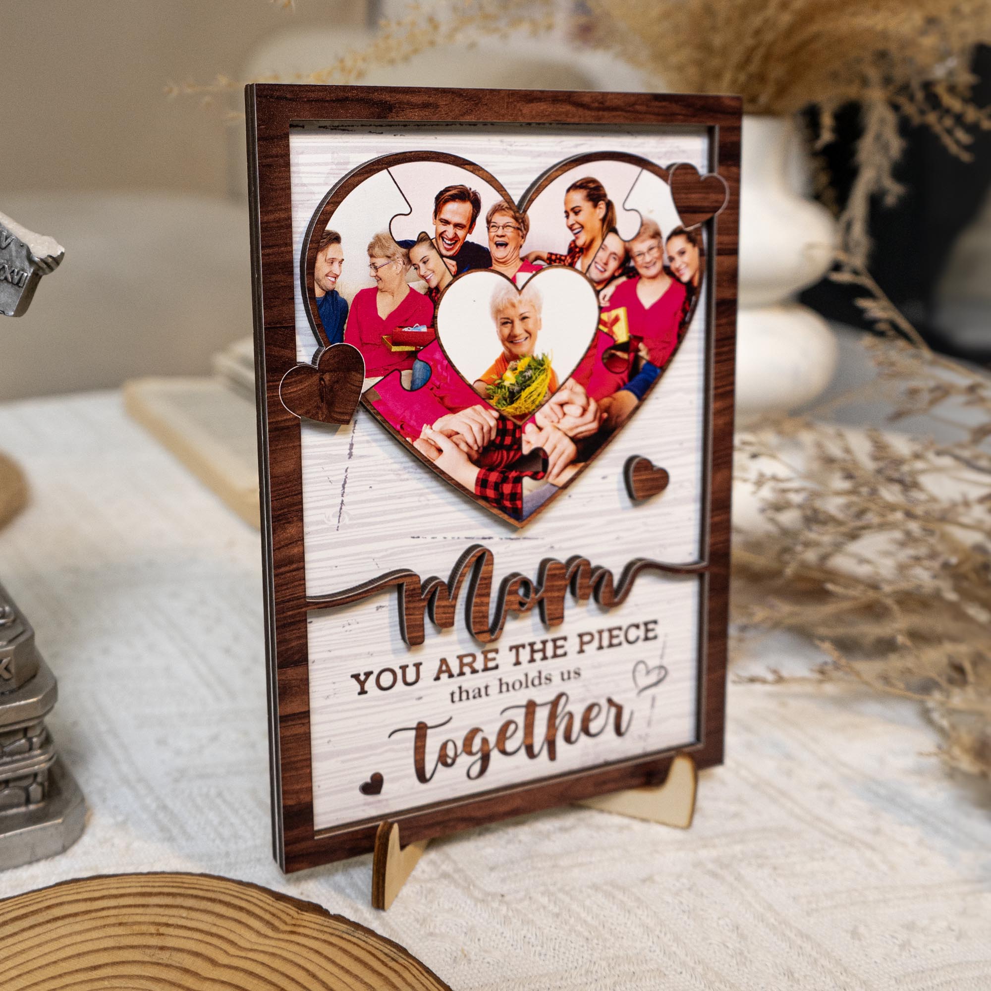 You Are The Piece That Hold Us Together - Personalized Wooden Photo Plaque