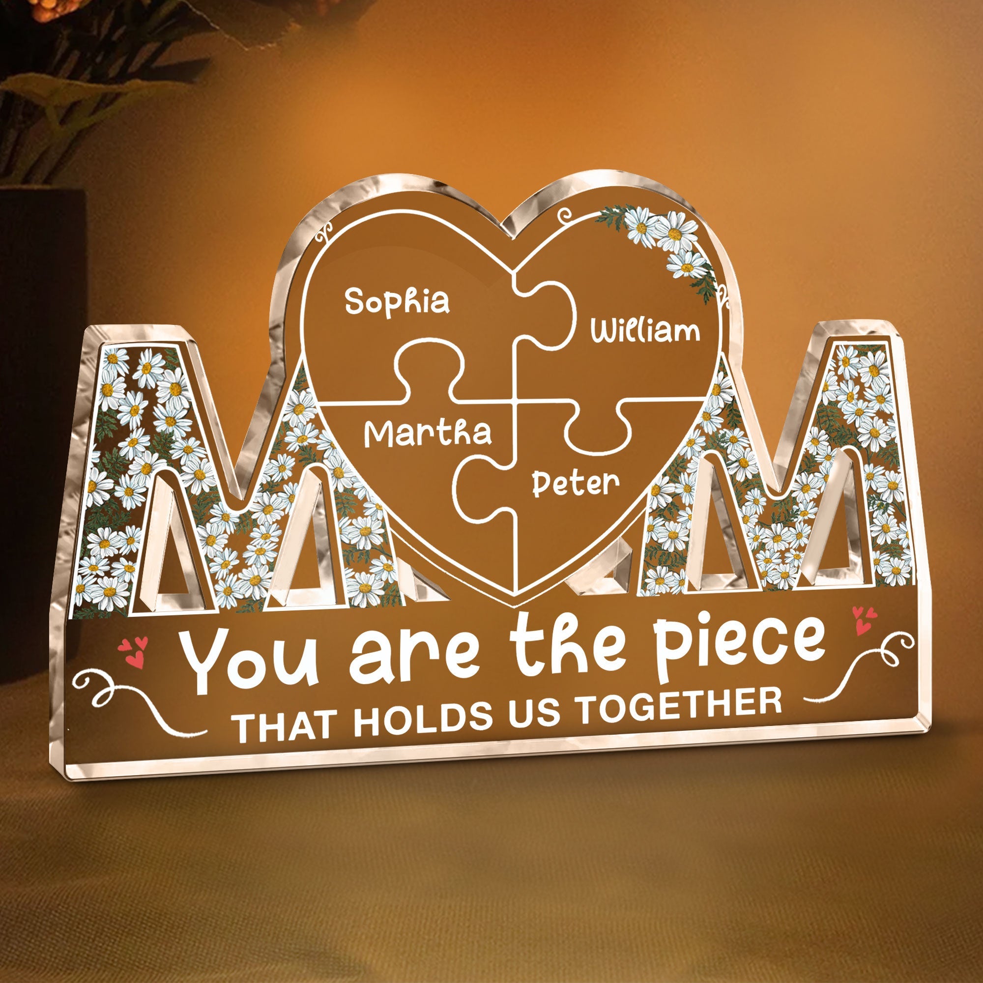 You Are The Piece That Holds Us Together - Personalized Mom Shaped Acrylic Plaque