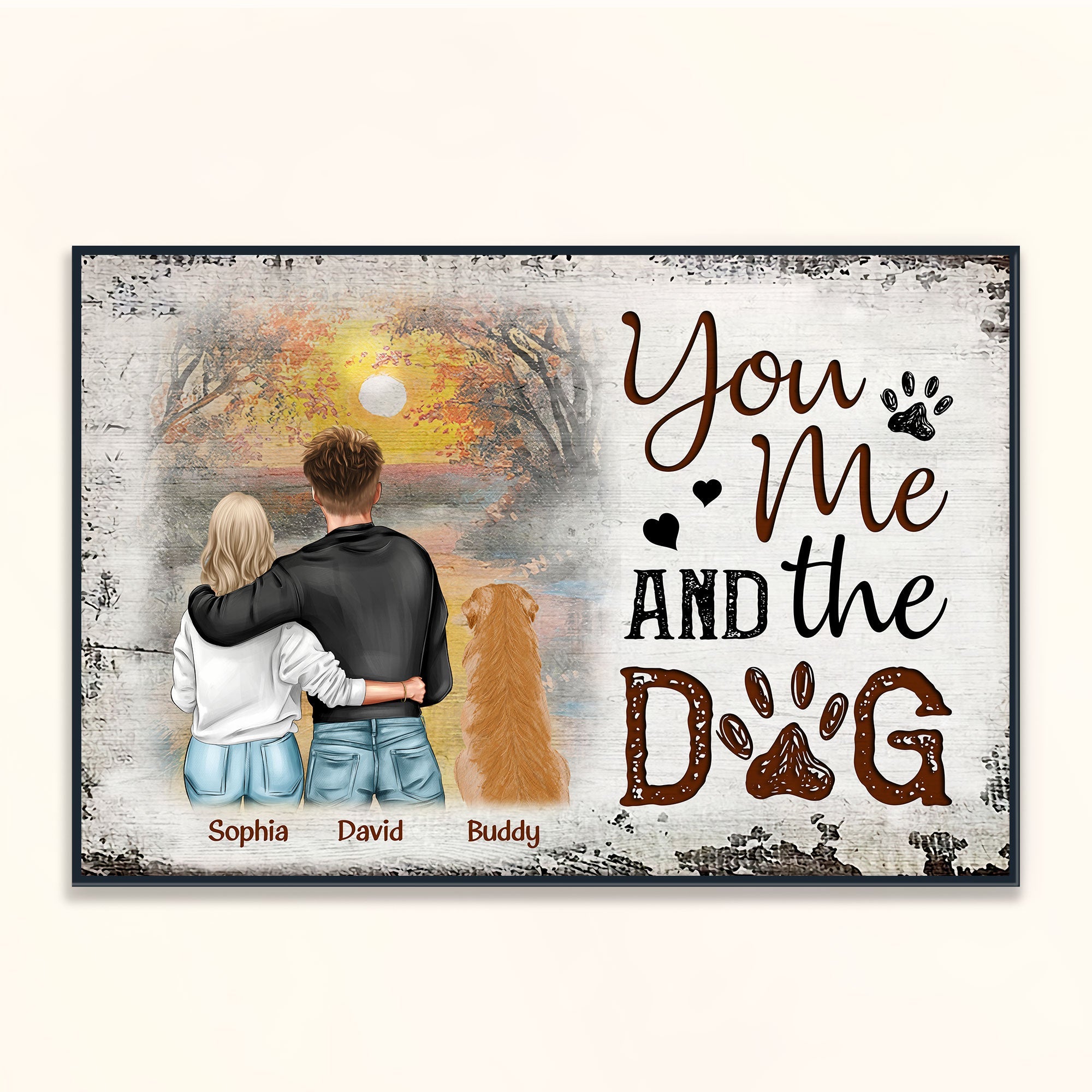 You, Me & The Dogs - Personalized Poster/Wrapped Canvas - Anniversary, Birthday Gift For Husband, Wife, Pet Parents, Dog Mom, Dog Dad