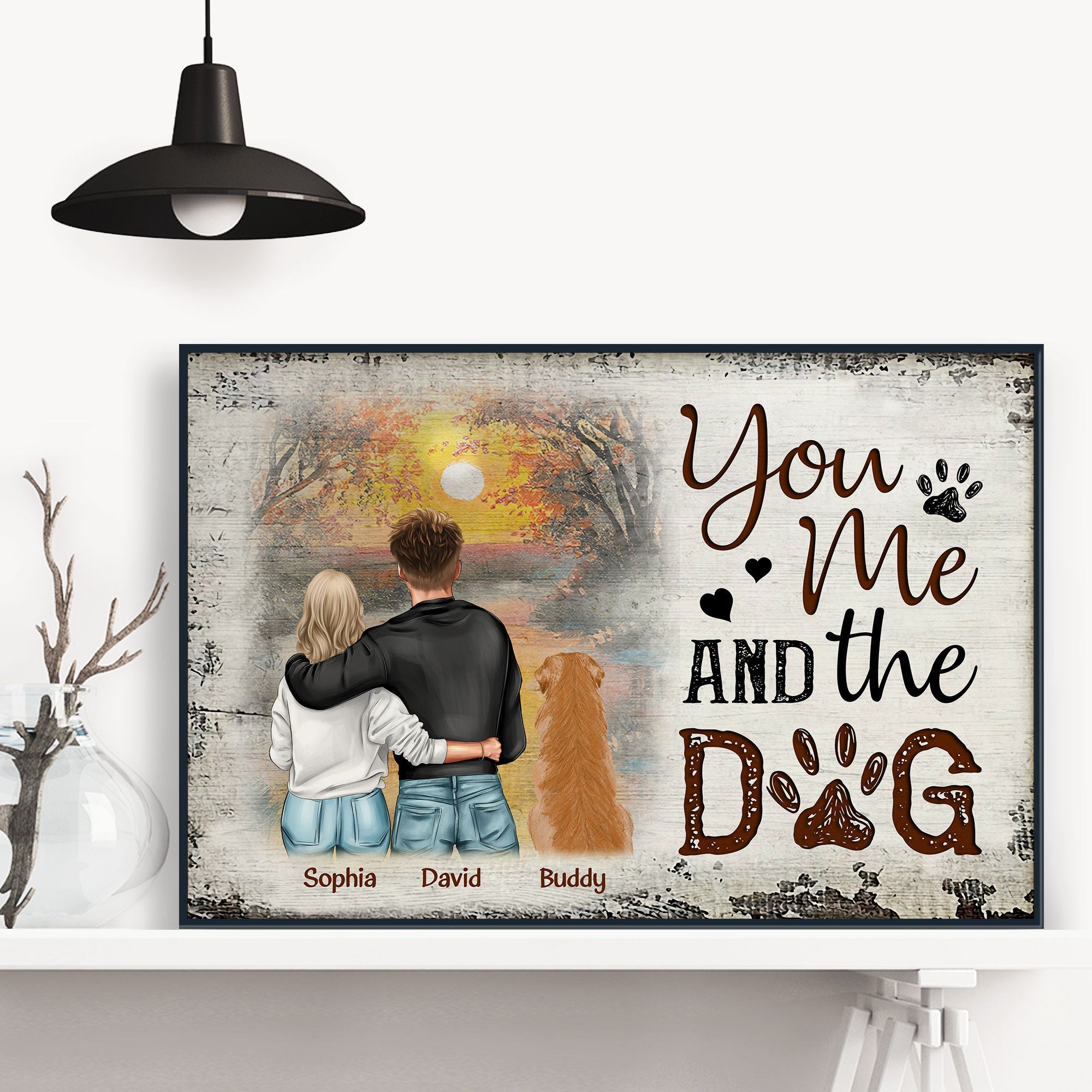 You, Me & The Dogs - Personalized Poster/Wrapped Canvas - Anniversary, Birthday Gift For Husband, Wife, Pet Parents, Dog Mom, Dog Dad