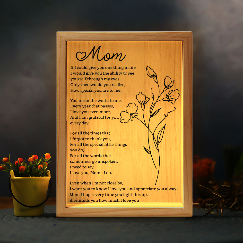 You Mean The World To Me  Birthflower Mom Gift - Personalized Frame Light Box