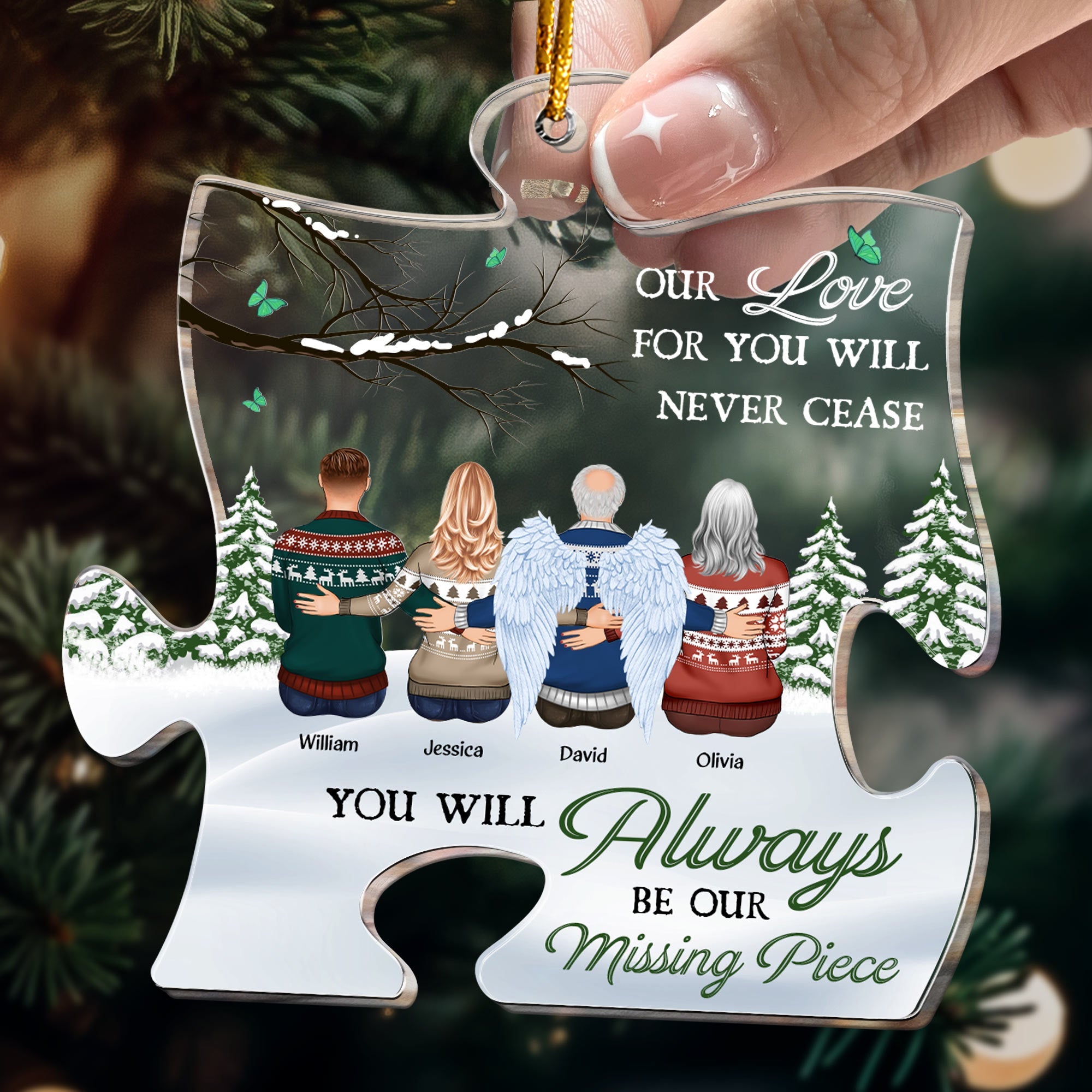 You Will Always Be Our Missing Piece  - Personalized Piece Shaped Acrylic Ornament