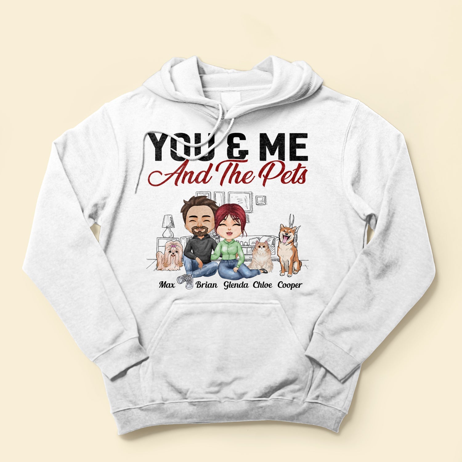 You & Me And The Cat The Dog - Personalized Shirt - Anniversary, Valentine's Day Gift For Cat Lovers, Dog Lovers