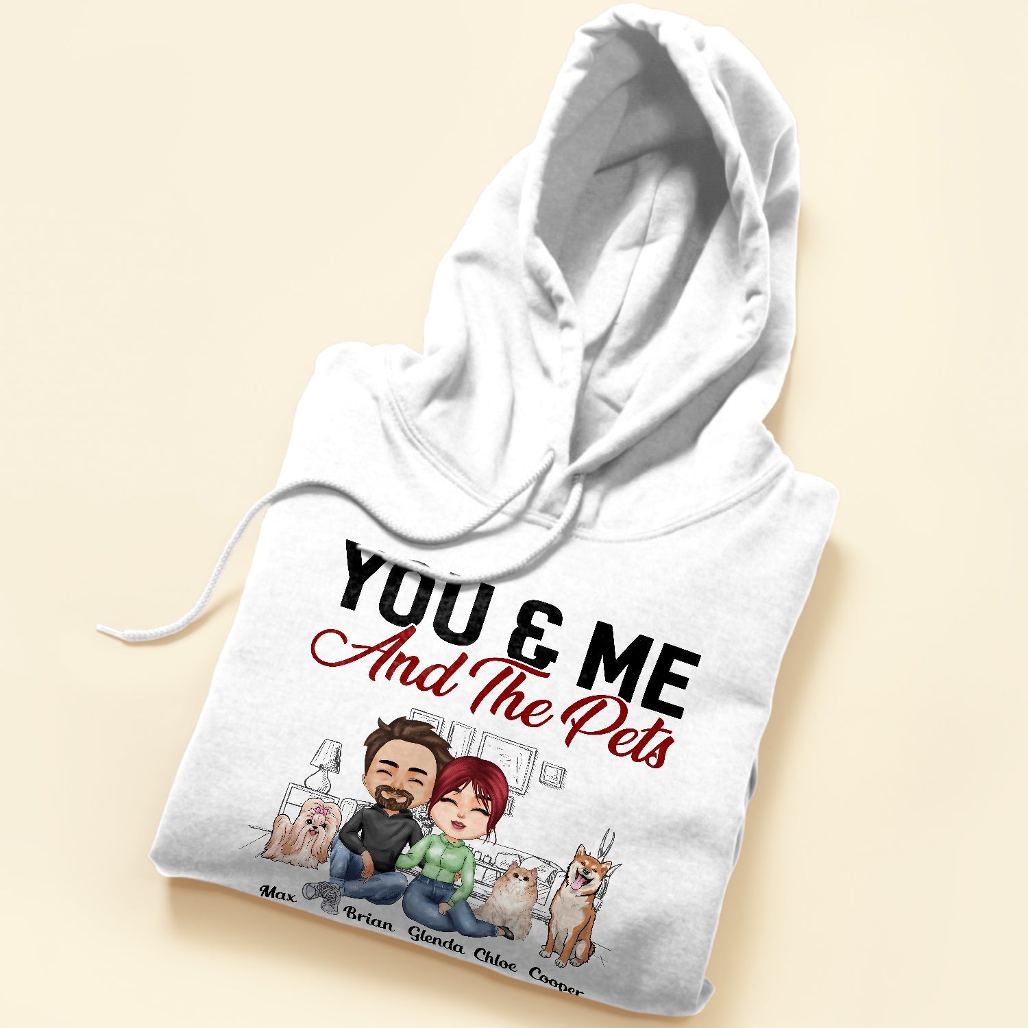 You & Me And The Cat The Dog - Personalized Shirt - Anniversary, Valentine's Day Gift For Cat Lovers, Dog Lovers