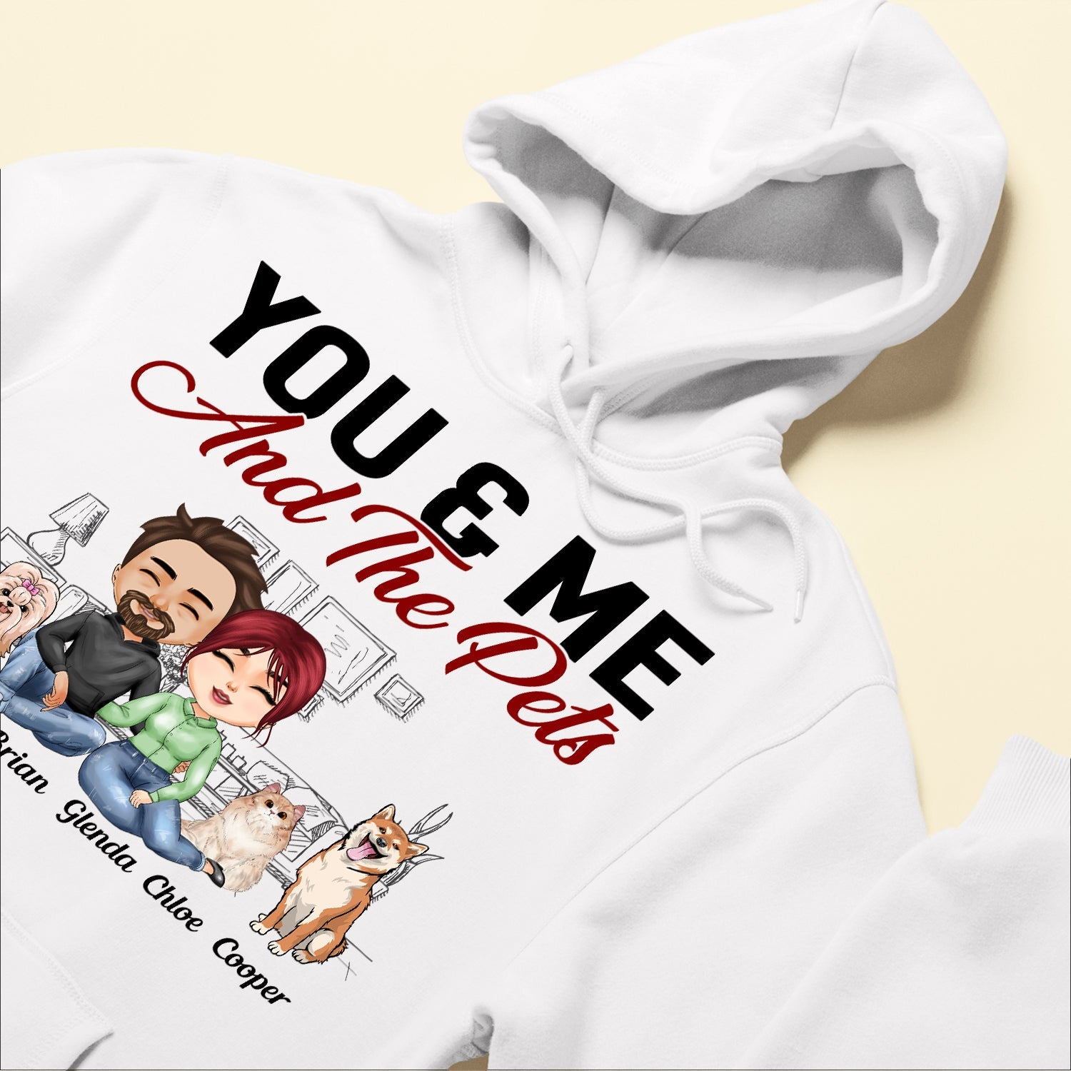 You & Me And The Cat The Dog - Personalized Shirt - Anniversary, Valentine's Day Gift For Cat Lovers, Dog Lovers