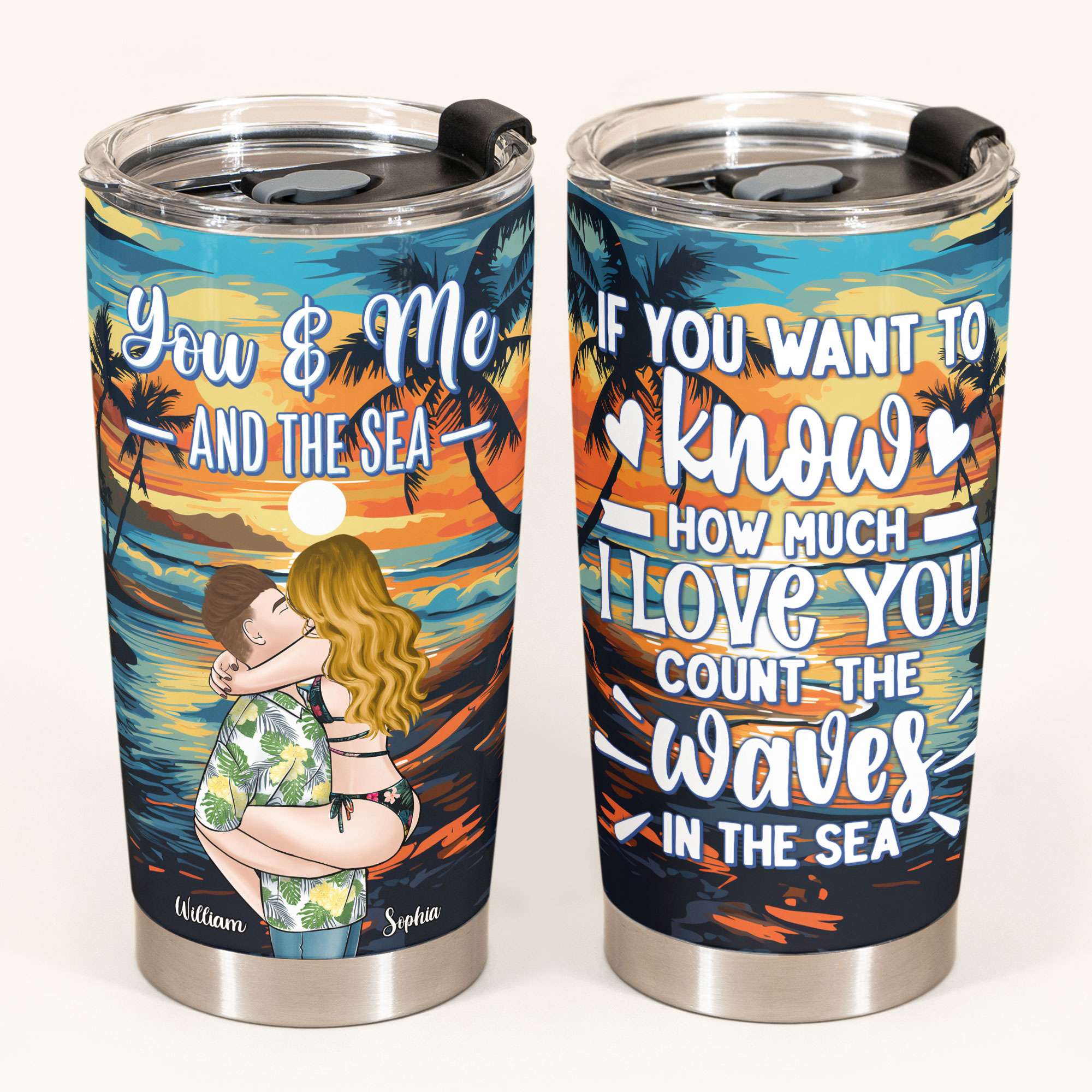 You & Me And The Sea - Personalized Tumbler Cup