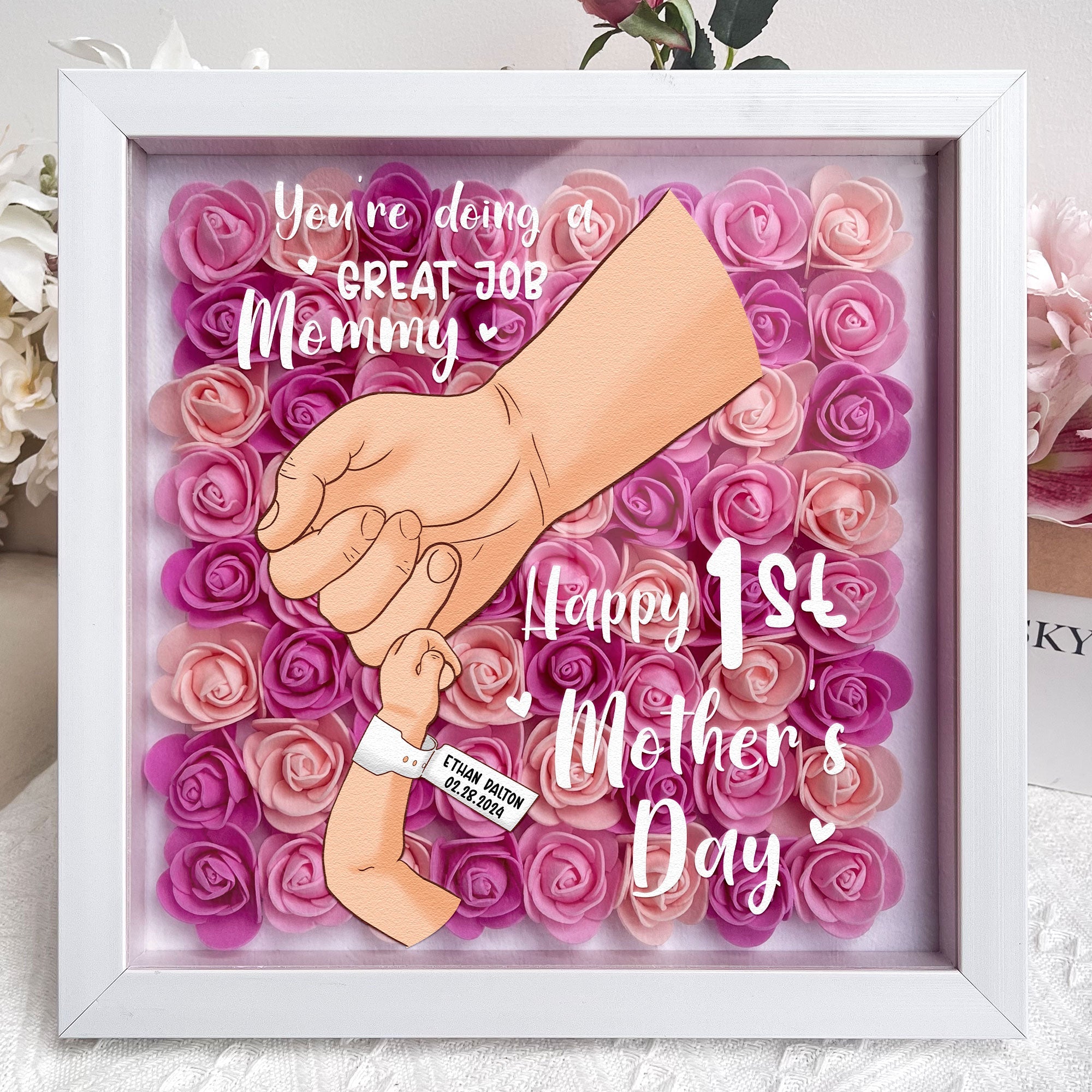 You're Doing A Great Job Mommy - Personalized Flower Shadow Box