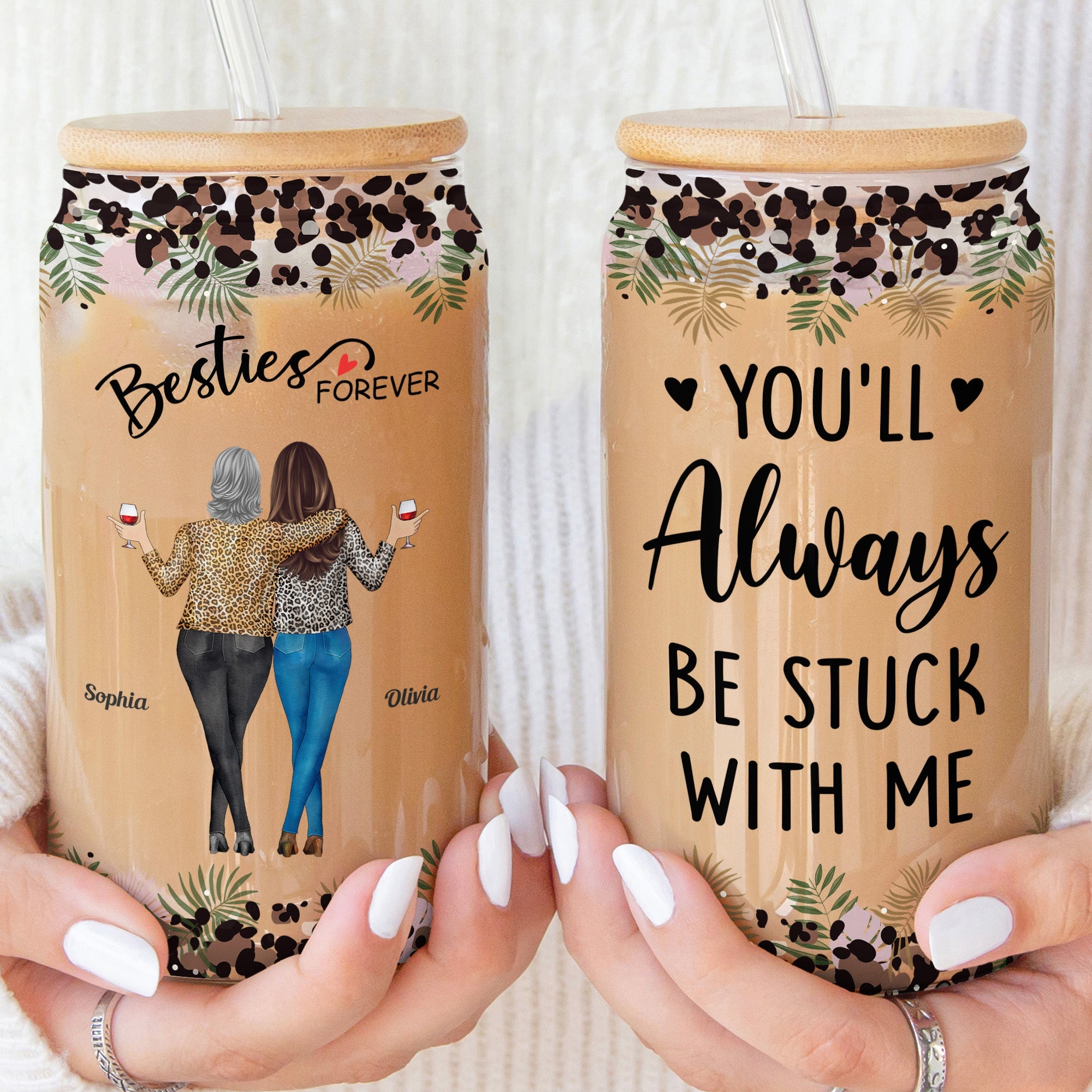 You'll Always Be Stuck With Me - Personalized Clear Glass Cup