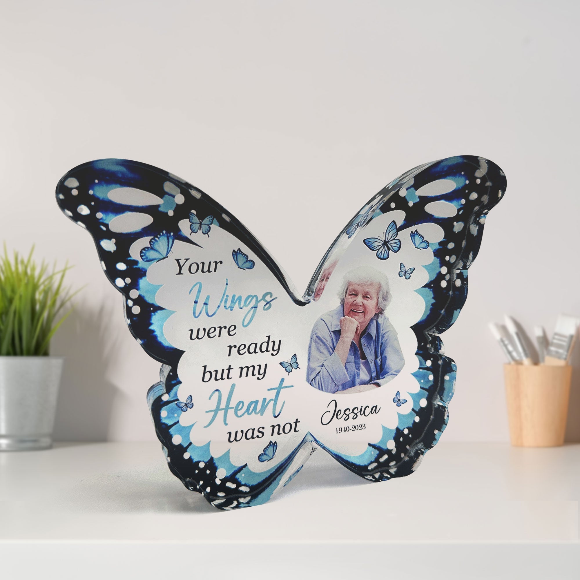 Your Wings Were Ready But My Heart Was Not - Personalized Acrylic Photo Plaque