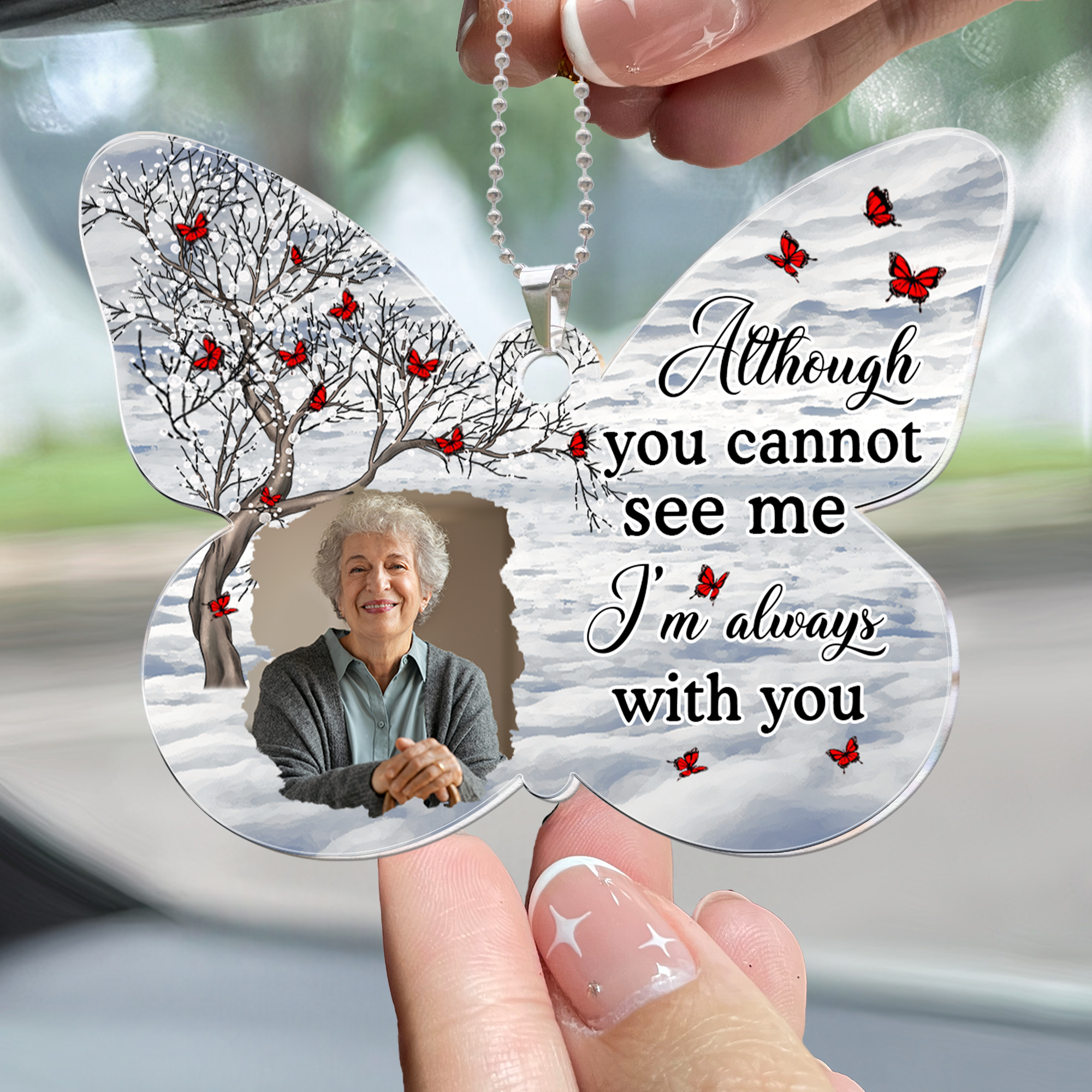 Your Wings Were Ready But My Heart Was Not - Personalized Photo Rear View Mirror Accessory