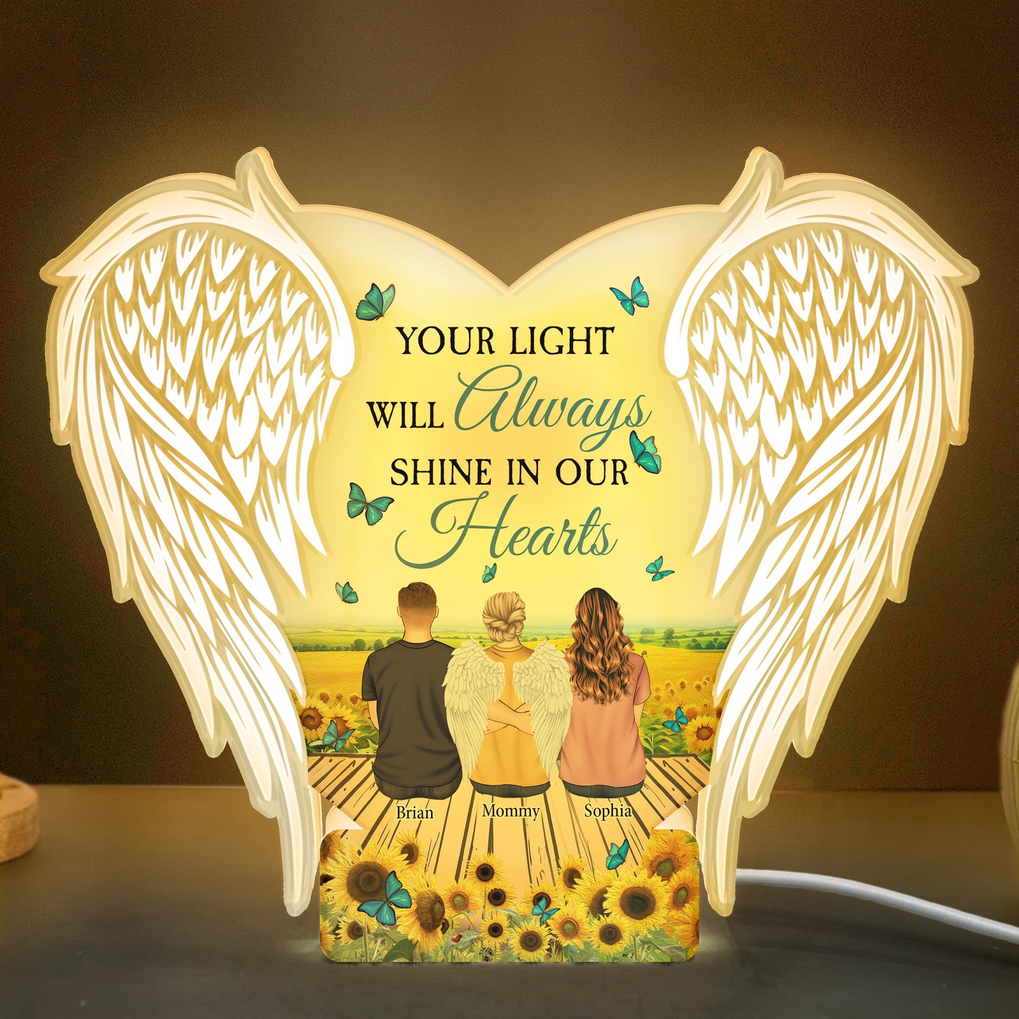 Your Wings Were Ready But Our Hearts Were Not - Personalized Light Box