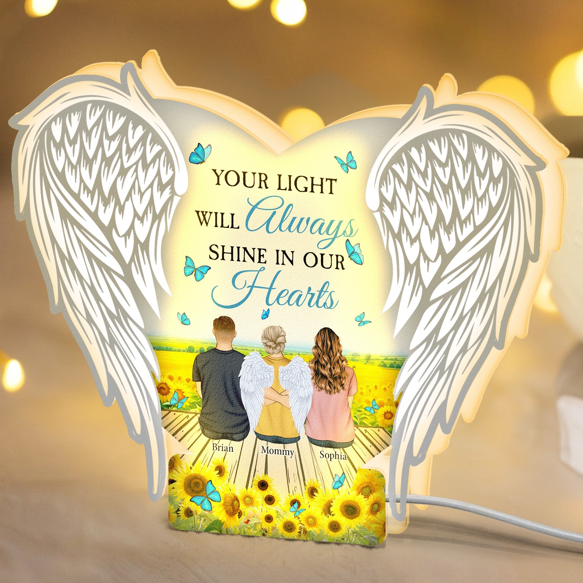 Your Wings Were Ready But Our Hearts Were Not - Personalized Light Box