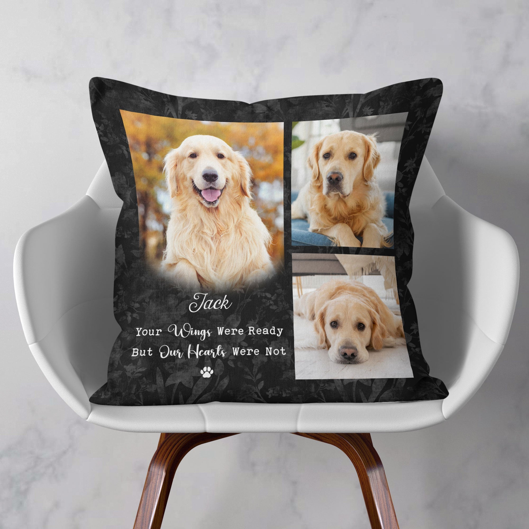 Your Wings Were Ready But Our Hearts Were Not - Personalized Photo Pillow (Insert Included)