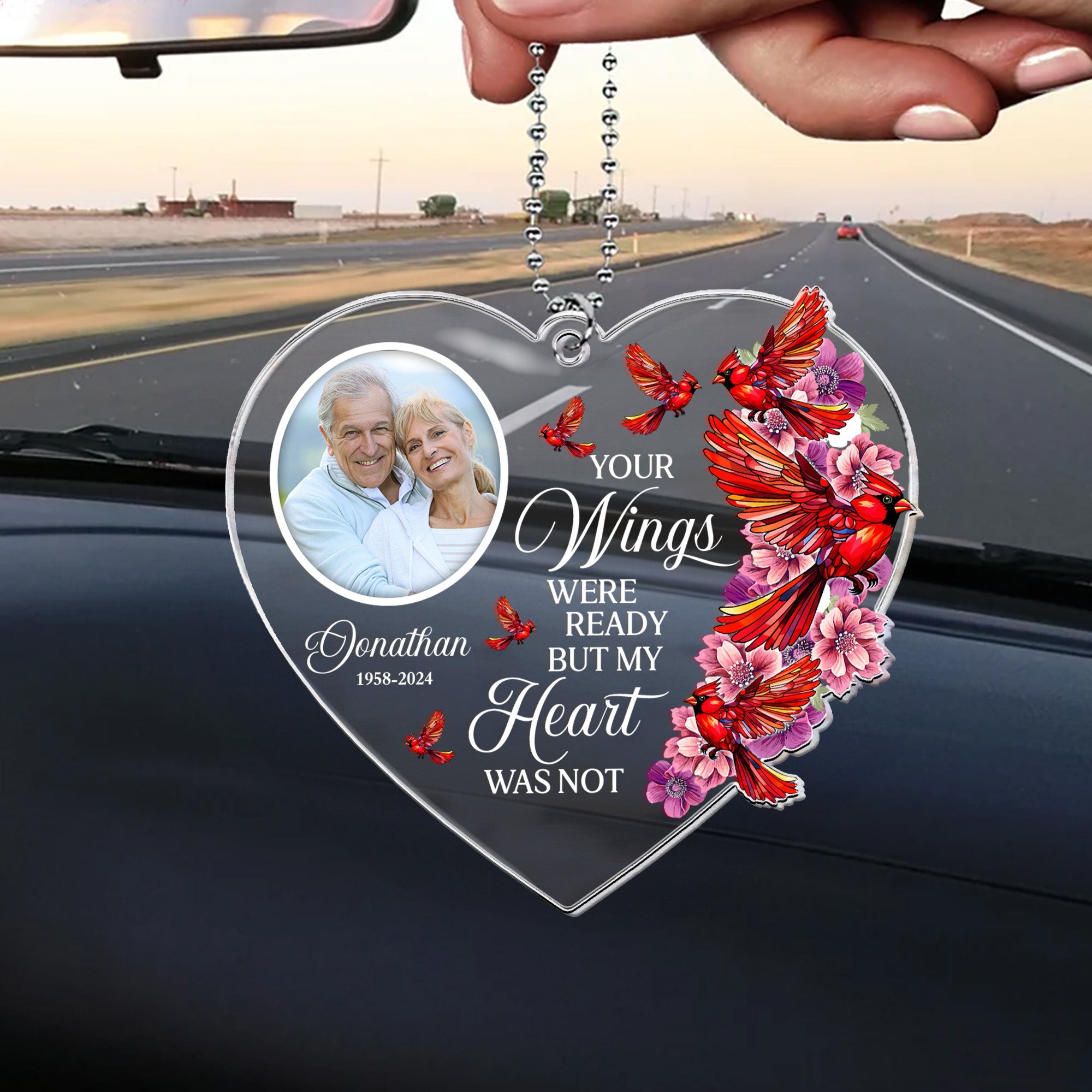 Your Wings Were Ready - Personalized Photo Rear View Mirror Accessory