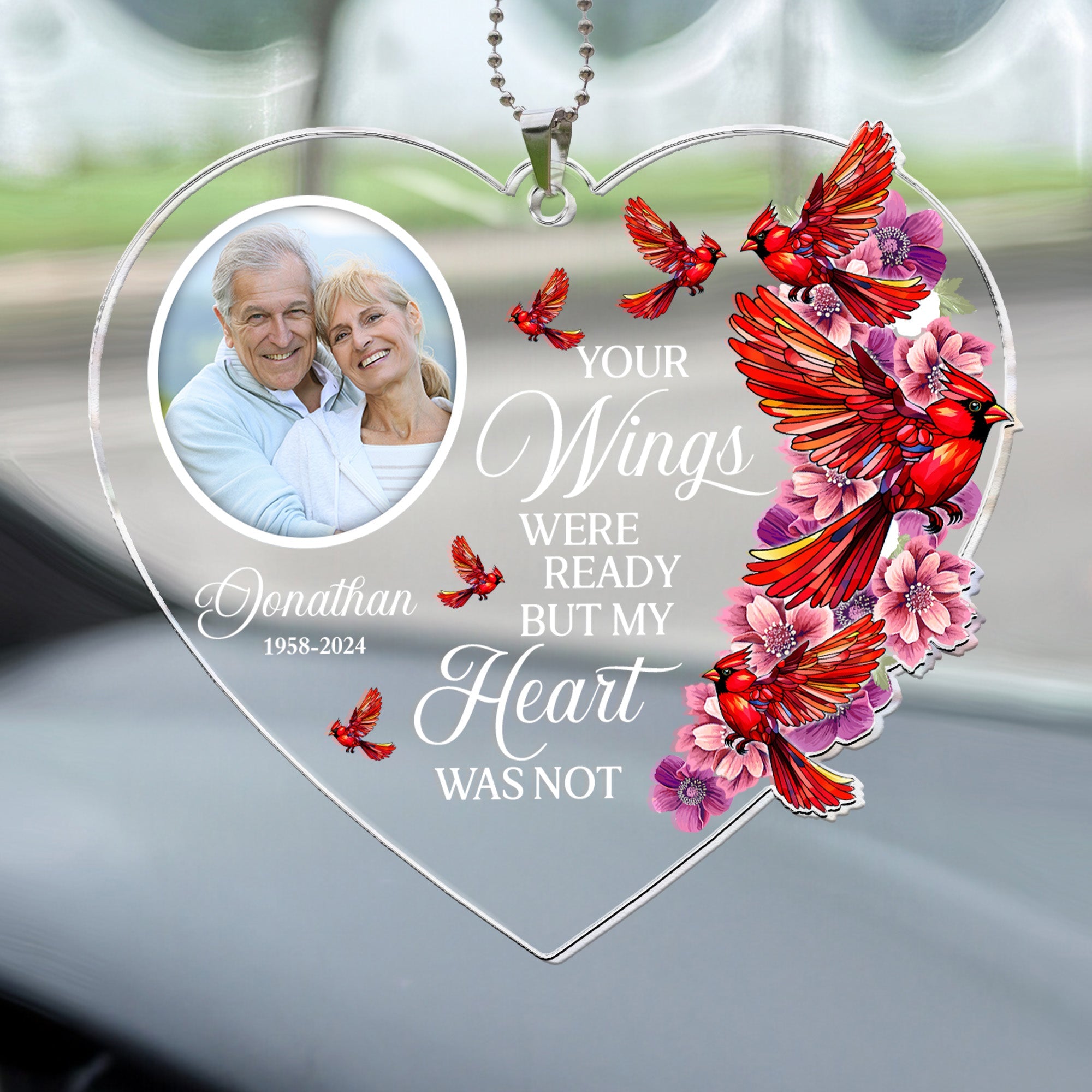 Your Wings Were Ready - Personalized Photo Rear View Mirror Accessory