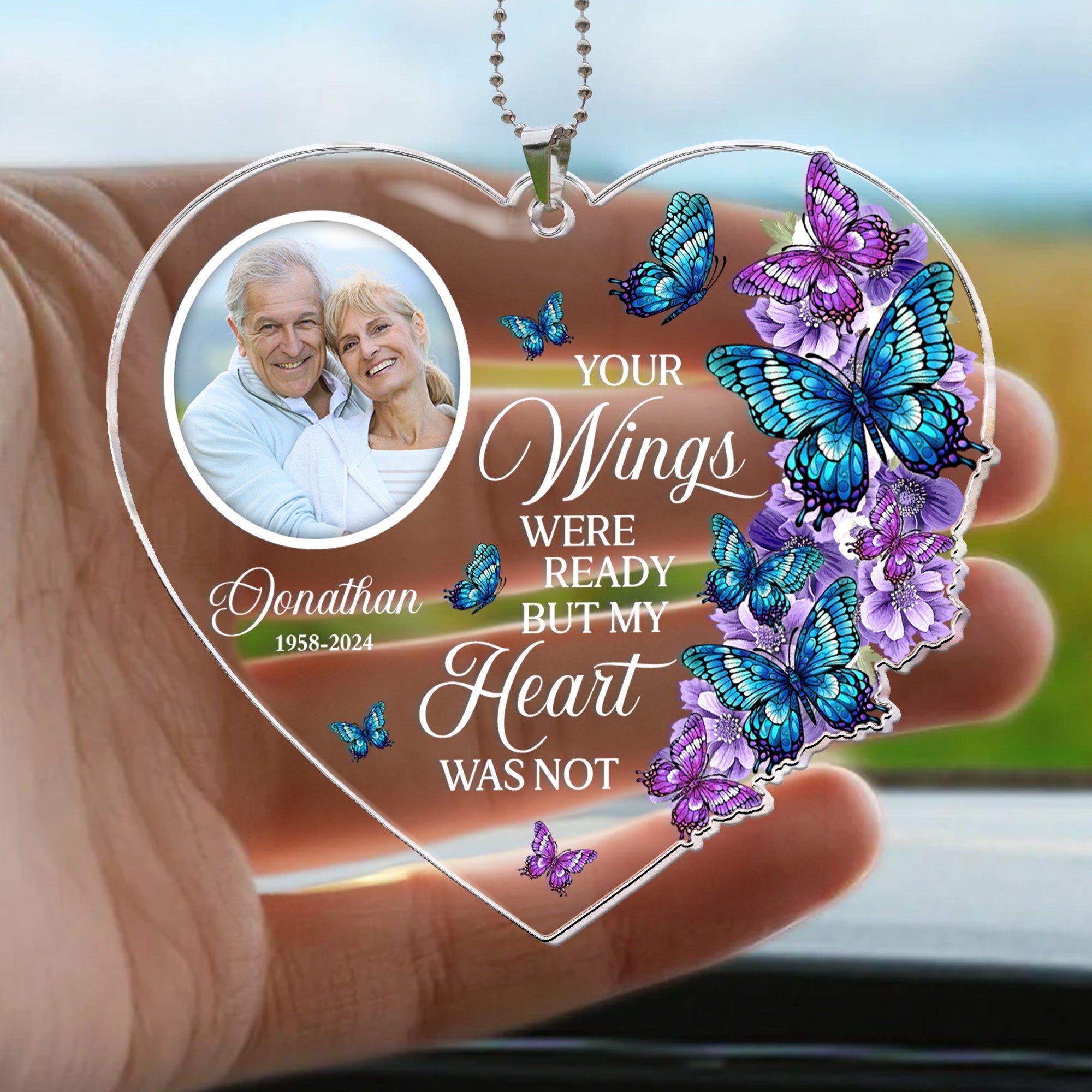 Your Wings Were Ready - Personalized Photo Rear View Mirror Accessory