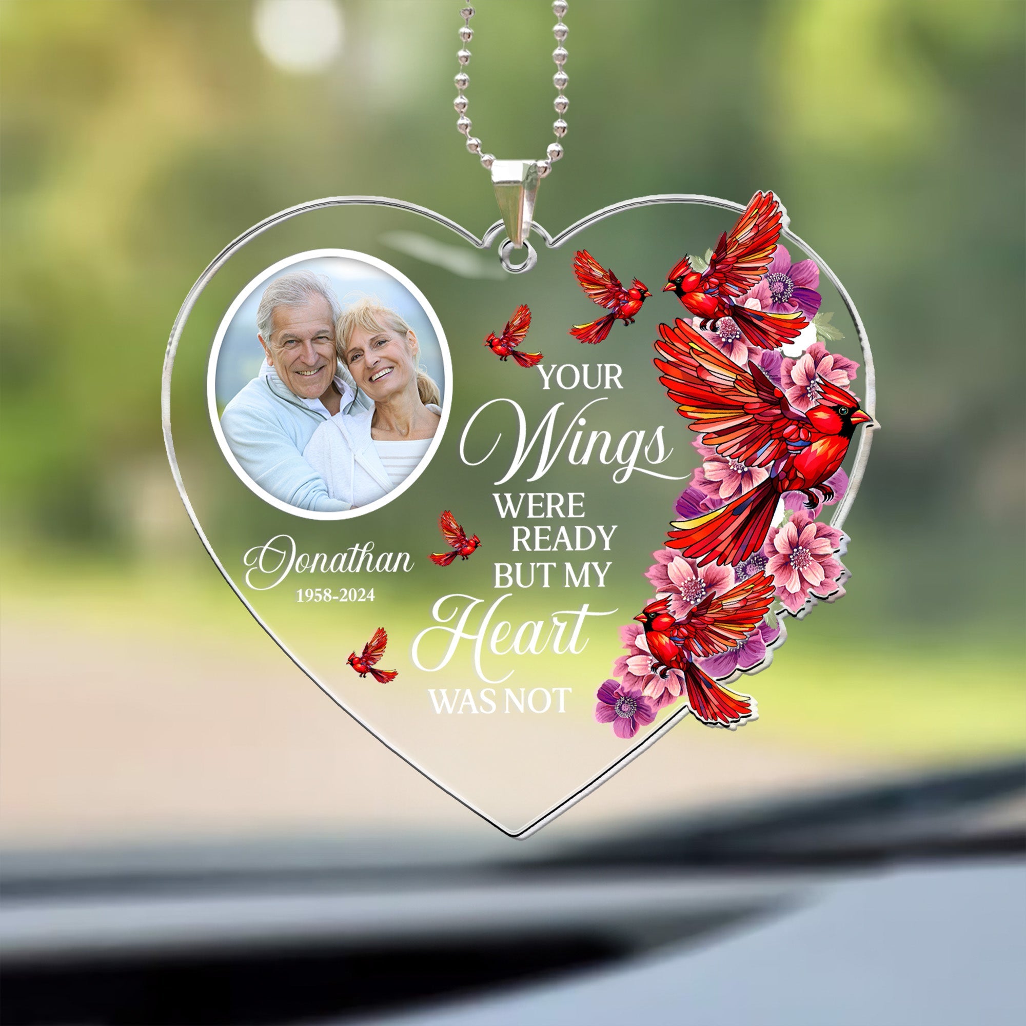 Your Wings Were Ready - Personalized Photo Rear View Mirror Accessory