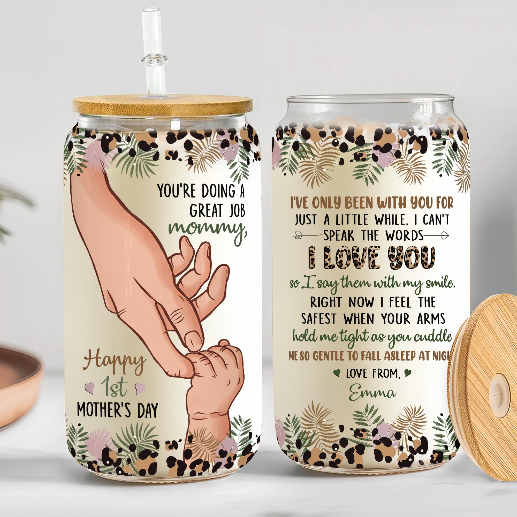 You're Doing A Great Job First Mother's Day - Personalized Clear Glass Cup