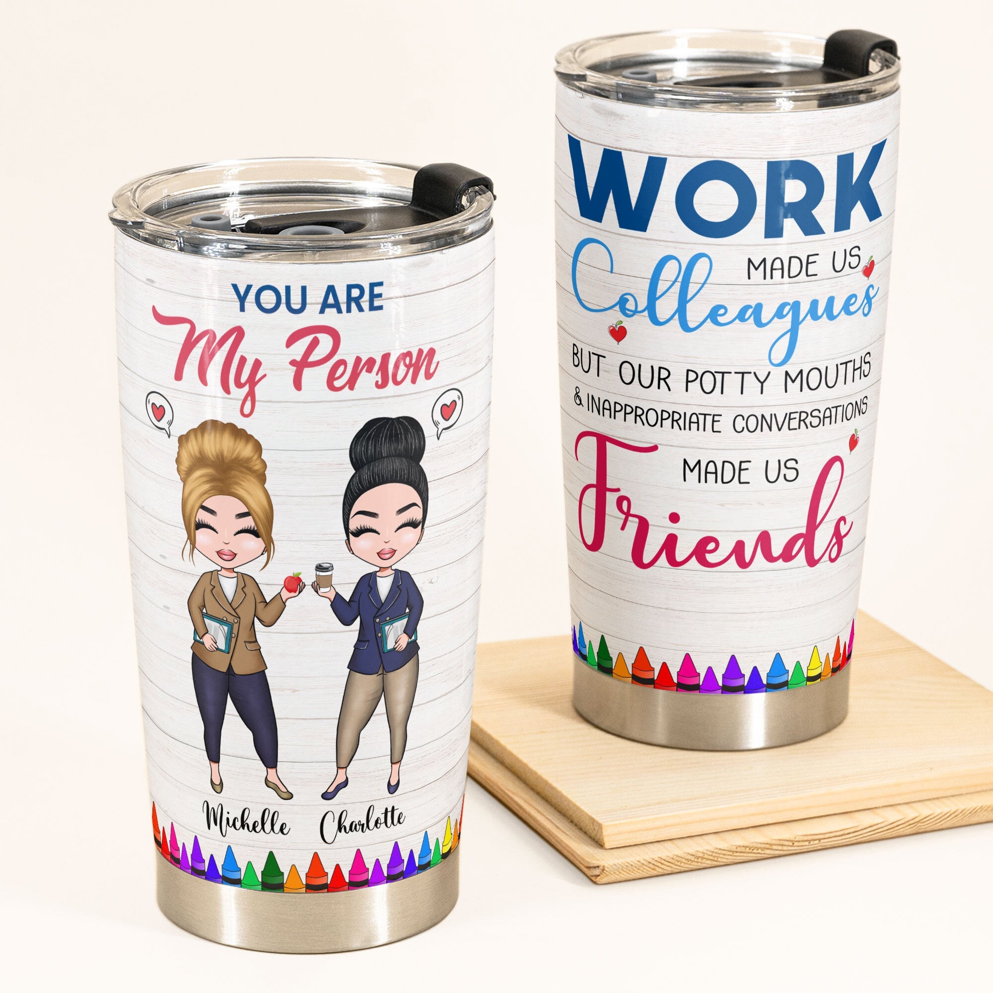 You're My Person - Personalized Tumbler Cup - Gift For Best Friends - Cartoon Teacher