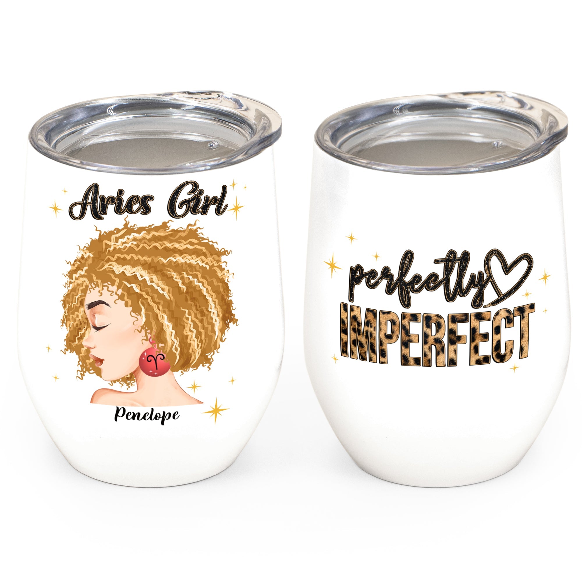 Zodiac Girl Perfectly Imperfect - Personalized Wine Tumbler - Birthday Gift For Girl, Friend, Astrology Lover