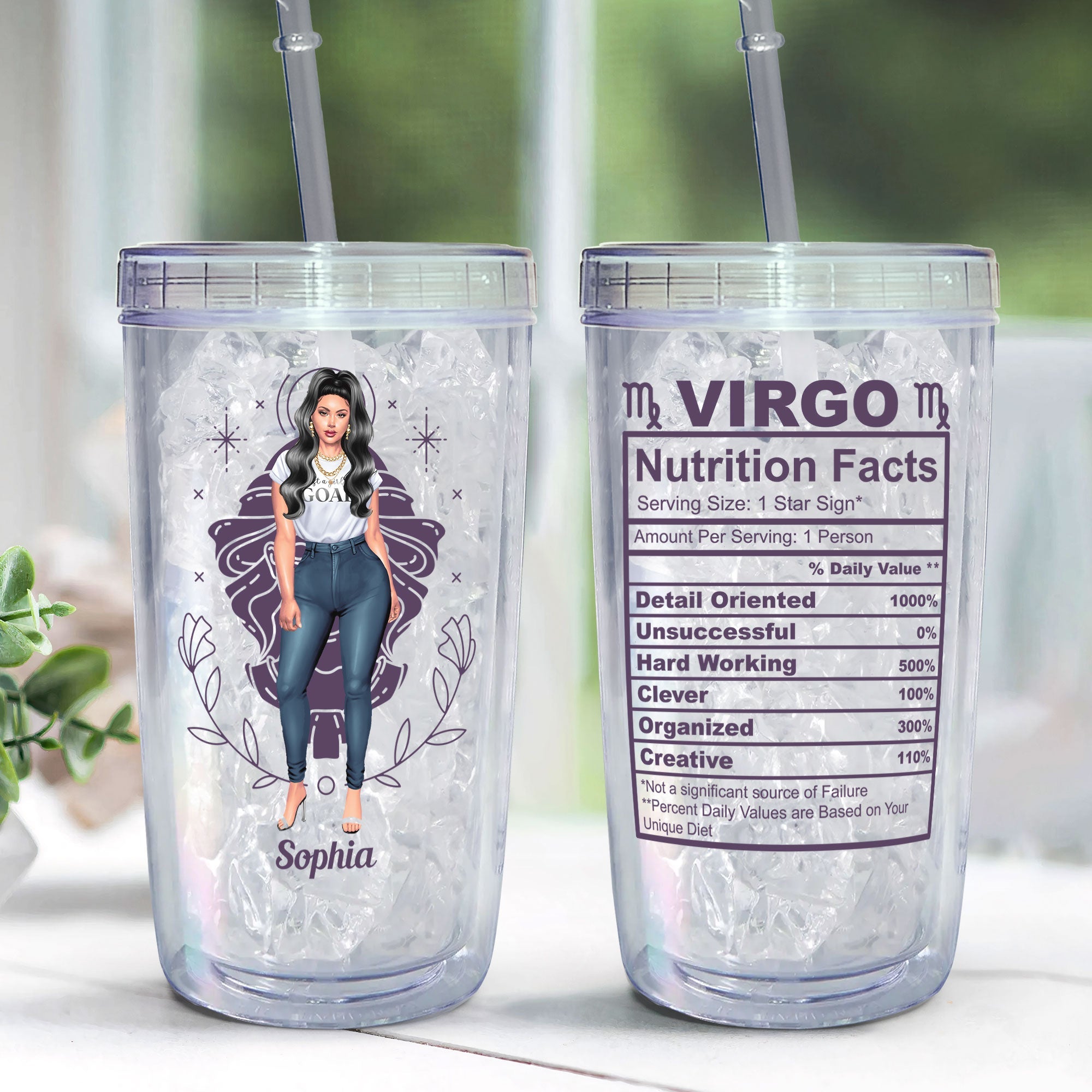 Zodiac Nutrition Facts - Personalized Acrylic Tumbler With Straw